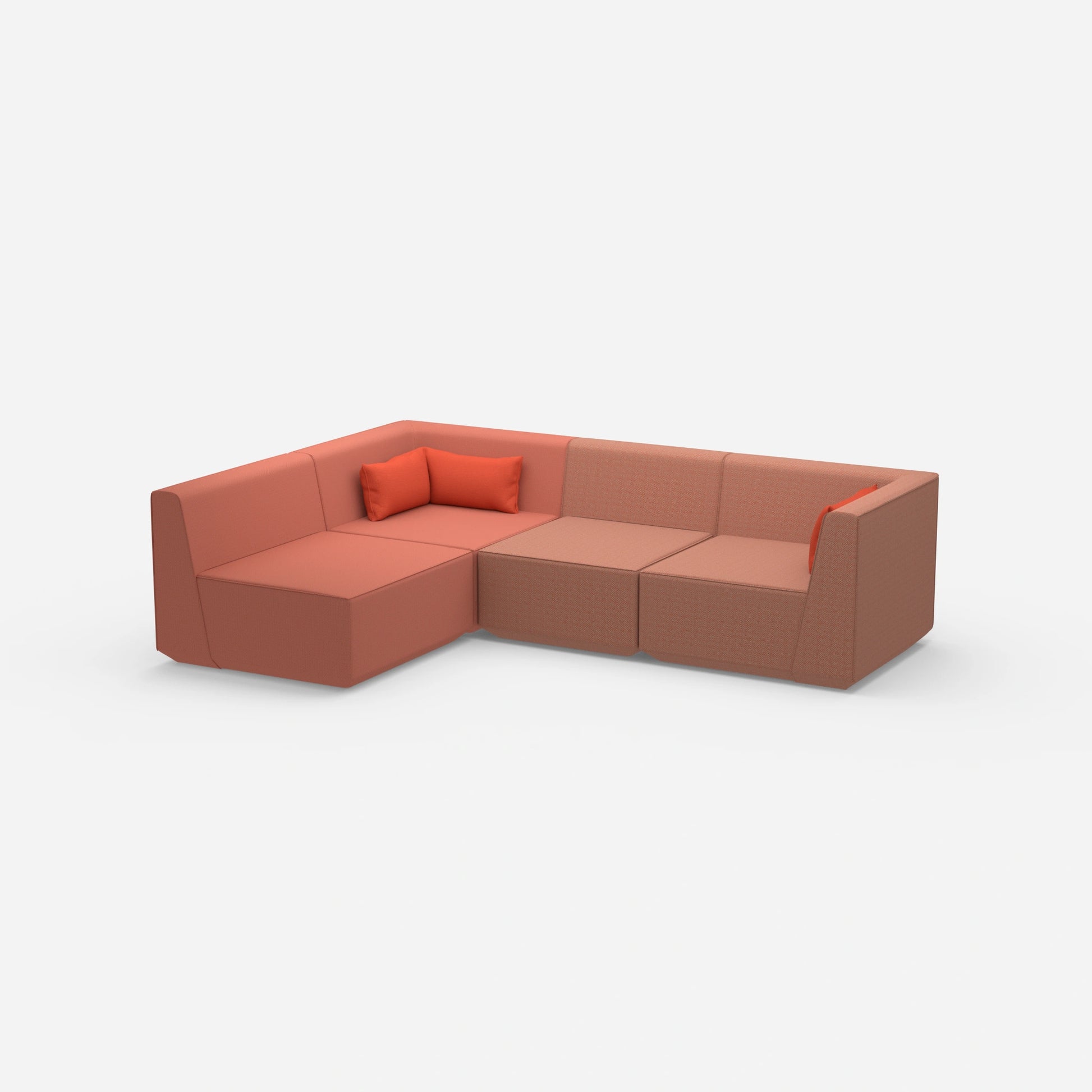 Modulares Sofa als Landschaft in Orange von der Seite