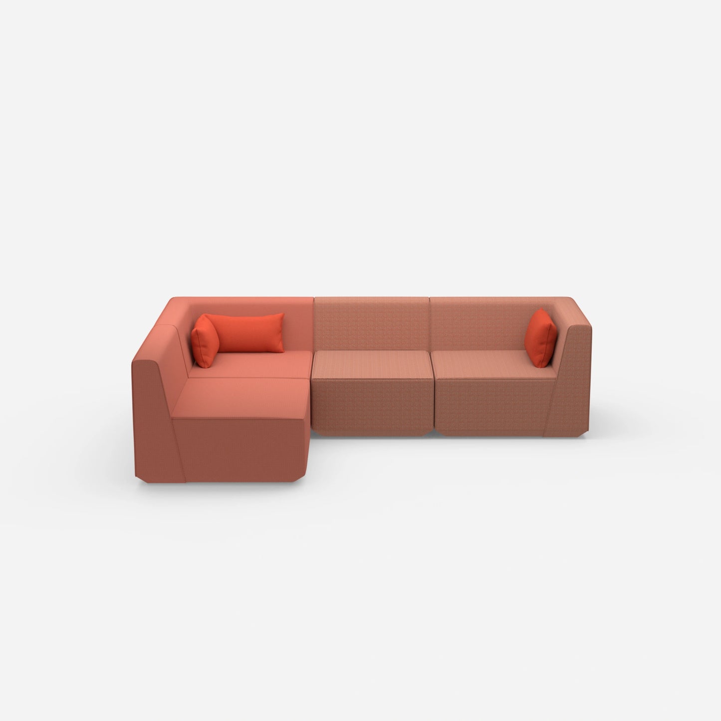 Modulares Sofa als Landschaft in Orange von vorne