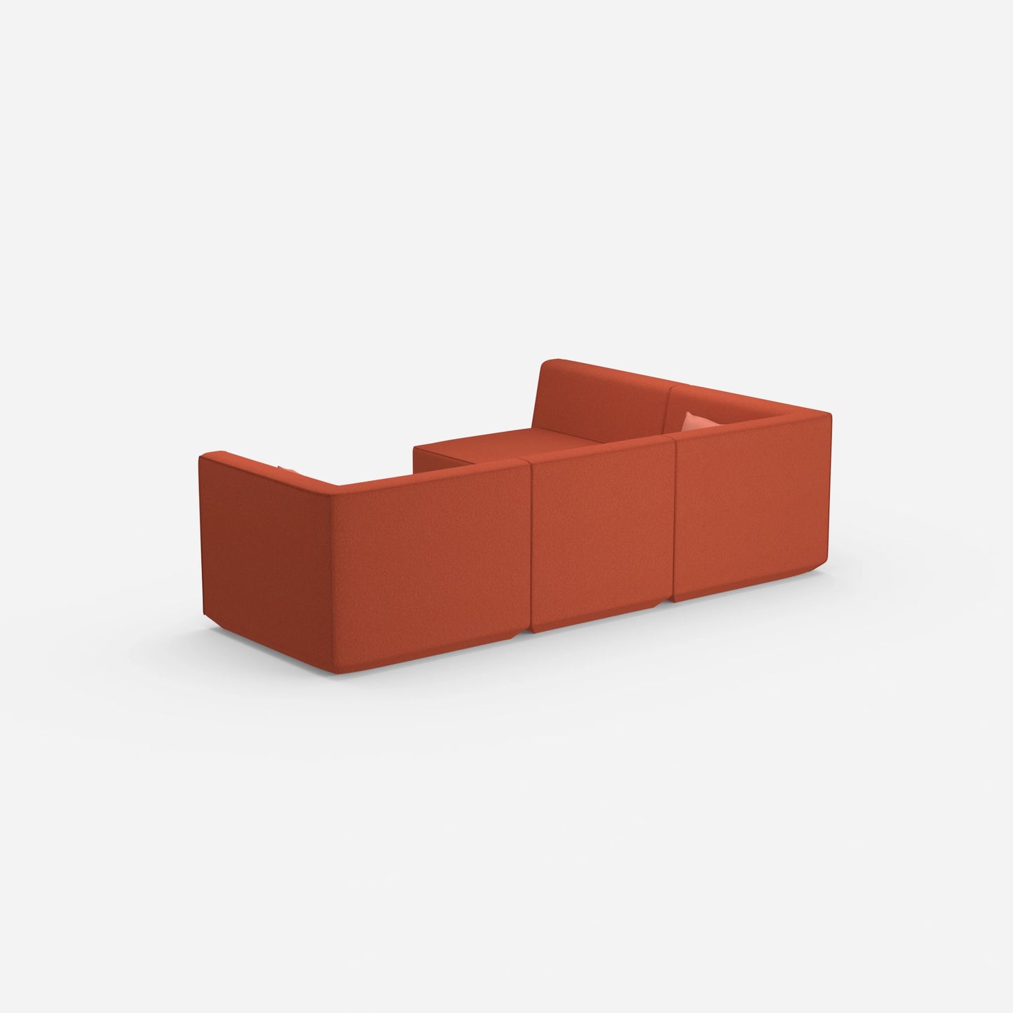 Modulares Sofa als Landschaft in Orange von hinten