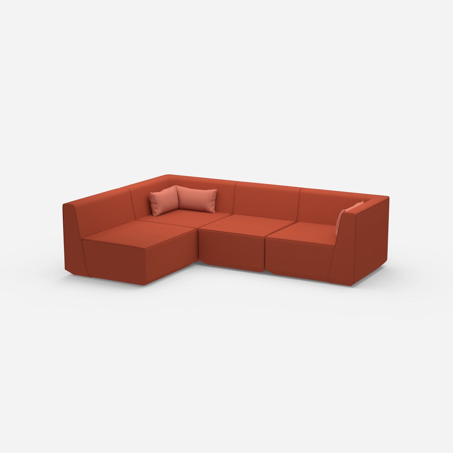 Modulares Sofa als Landschaft in Orange von der Seite