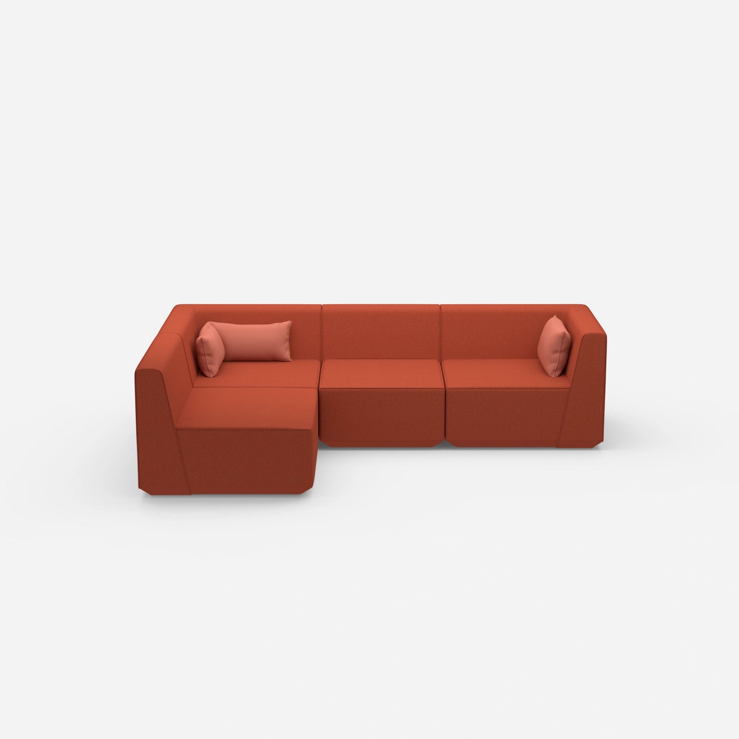 Modulares Sofa als Landschaft in Orange von vorne