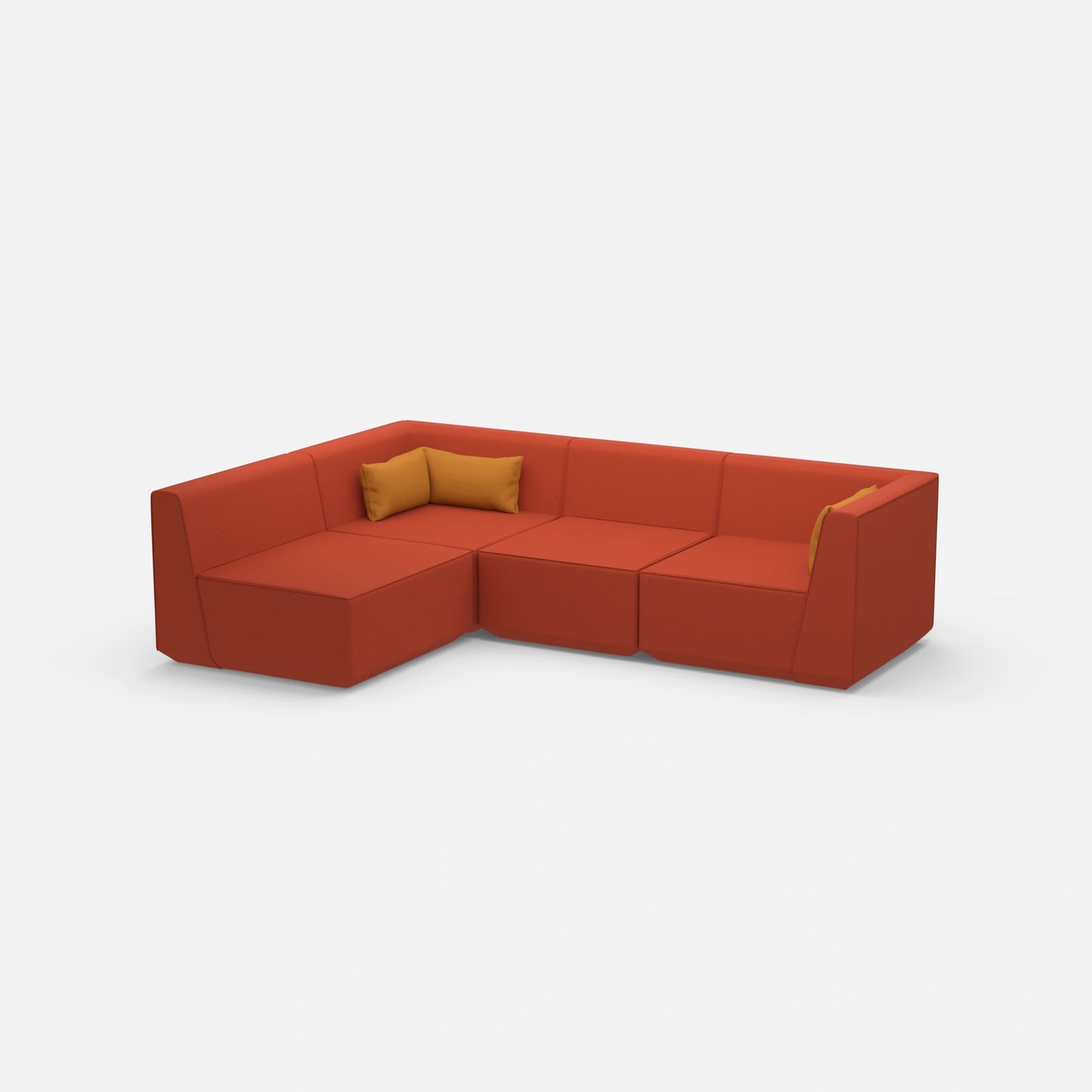 Modulares Sofa als Landschaft in Orange von der Seite