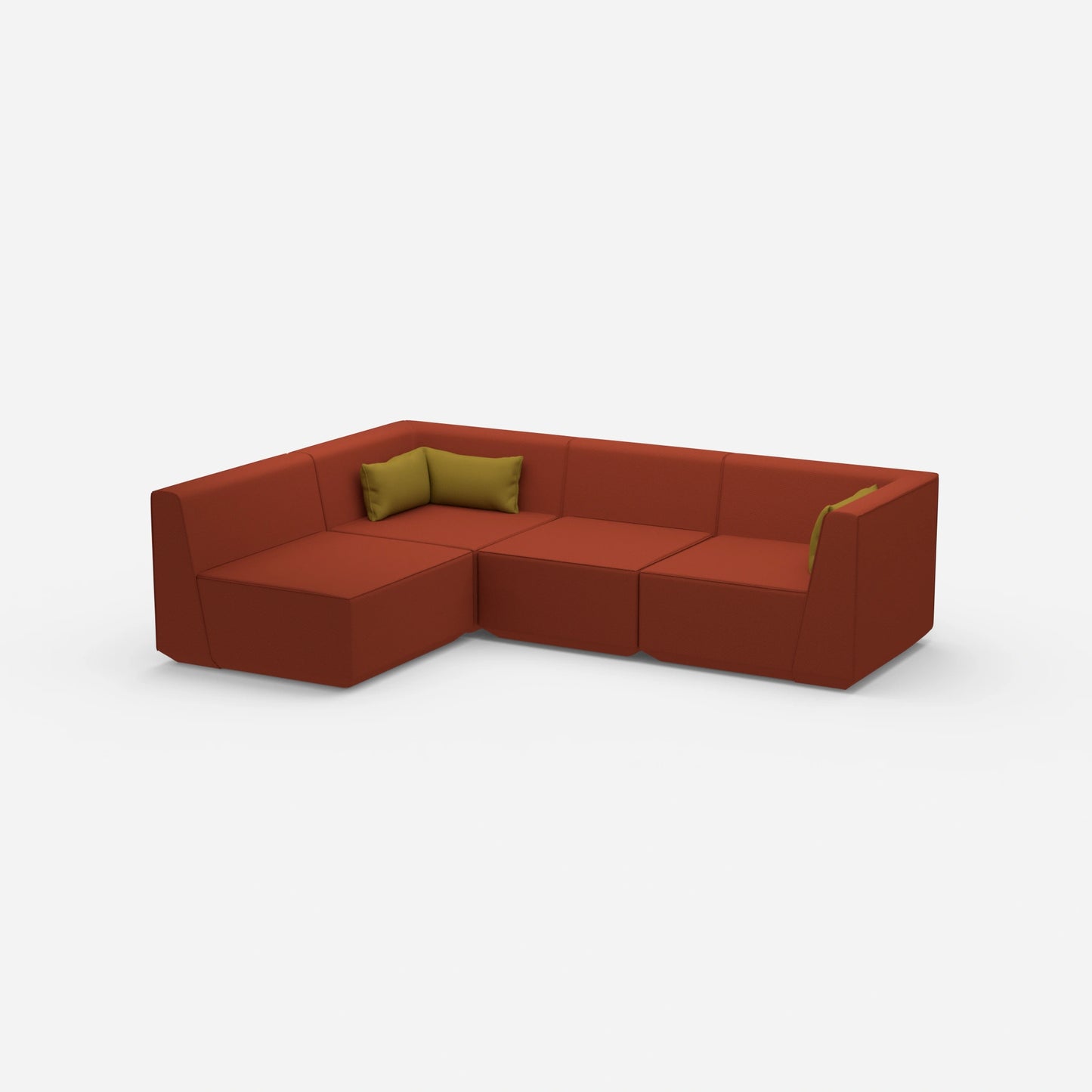 Modulares Sofa als Landschaft in Orange von der Seite