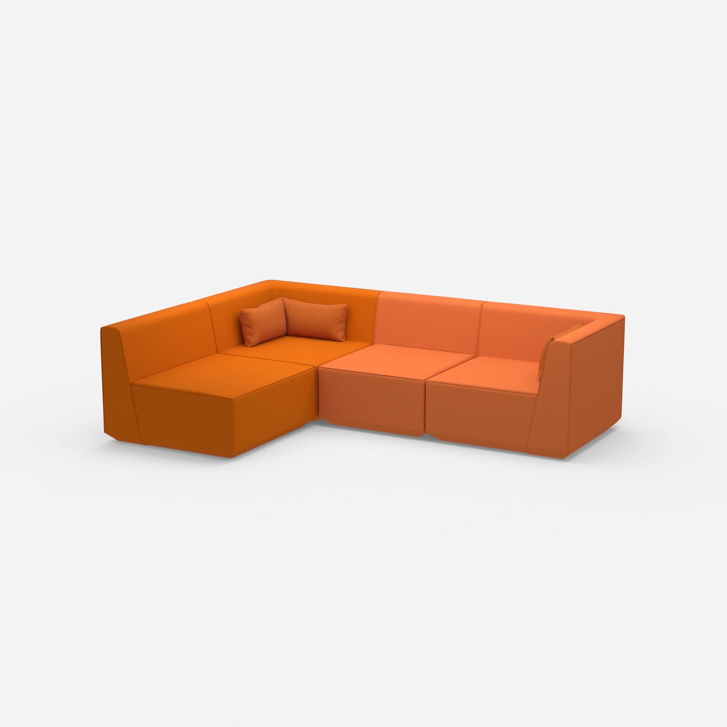 Modulares Sofa als Landschaft in Orange von der Seite