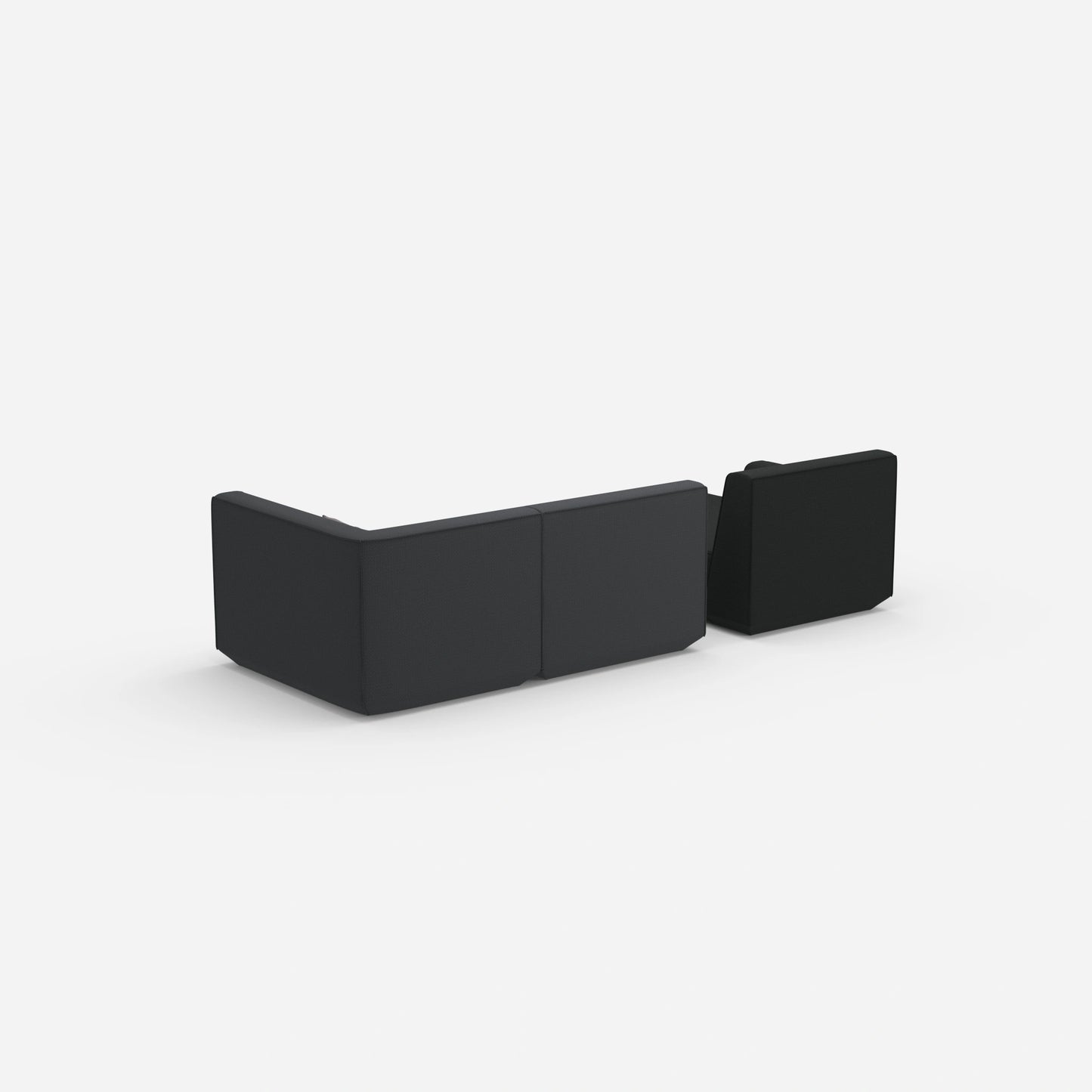 Modulares Sofa für 2 mit Ottomane von hinten