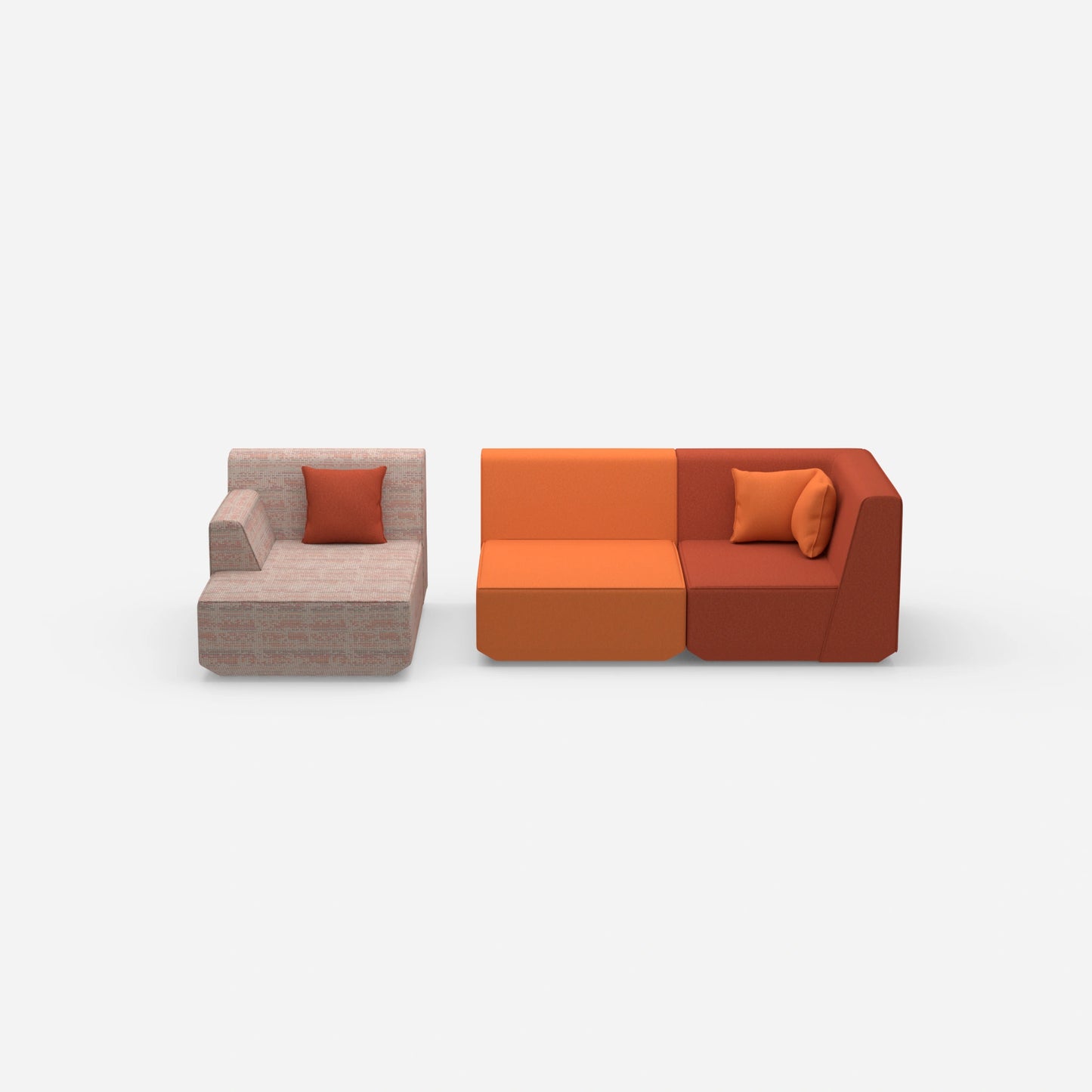 Modulares Sofa für 2 mit Ottomane von vorne