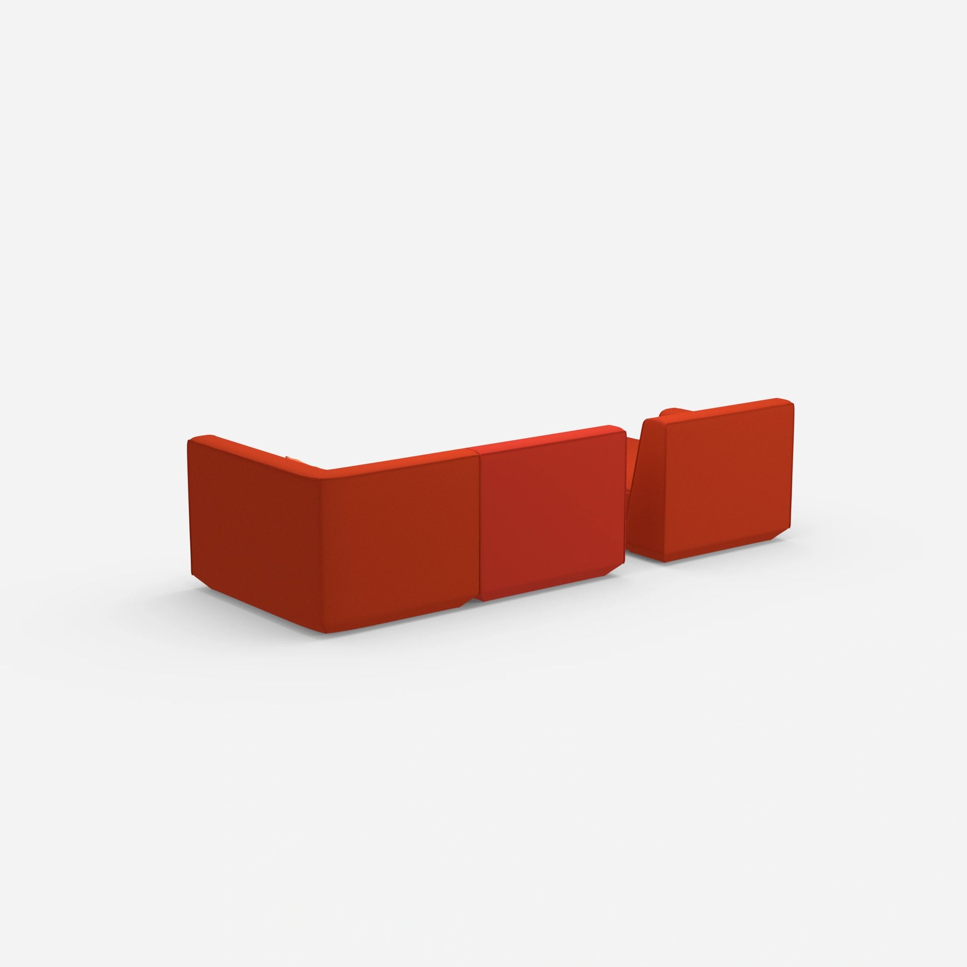 Modulares Sofa für 2 mit Ottomane von hinten