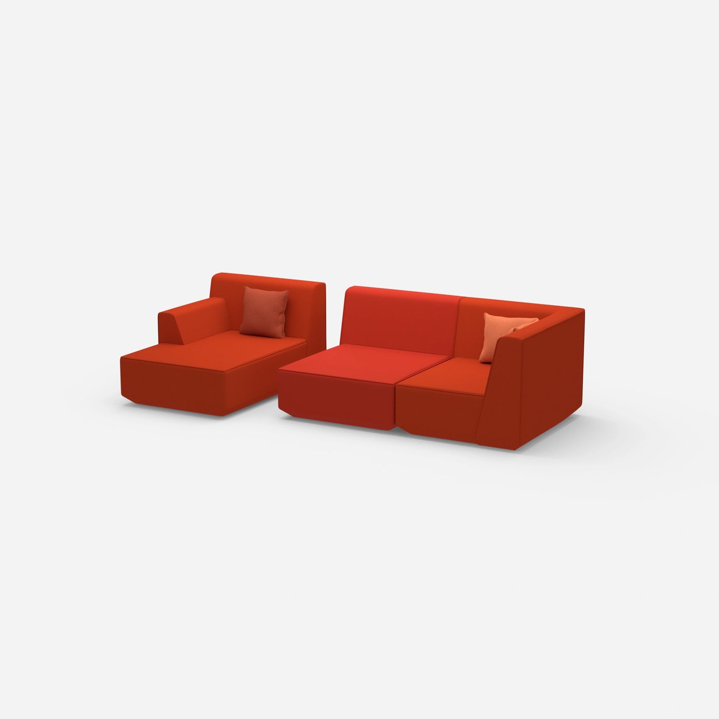 Modulares Sofa für 2 mit Ottomane von der Seite