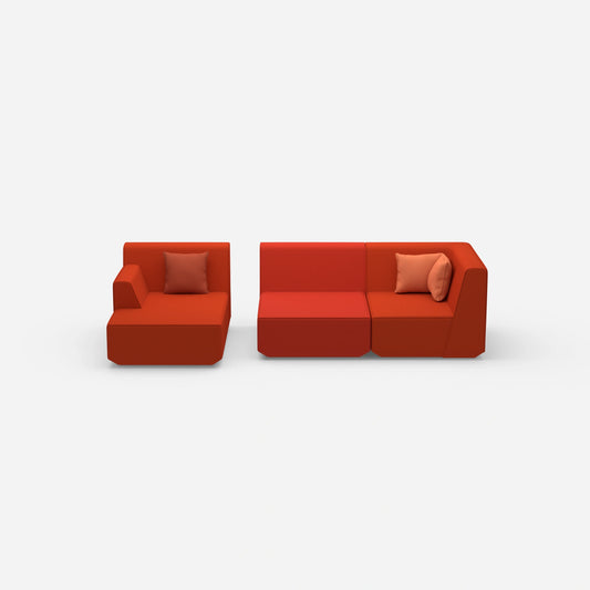 Modulares Sofa für 2 mit Ottomane von vorne