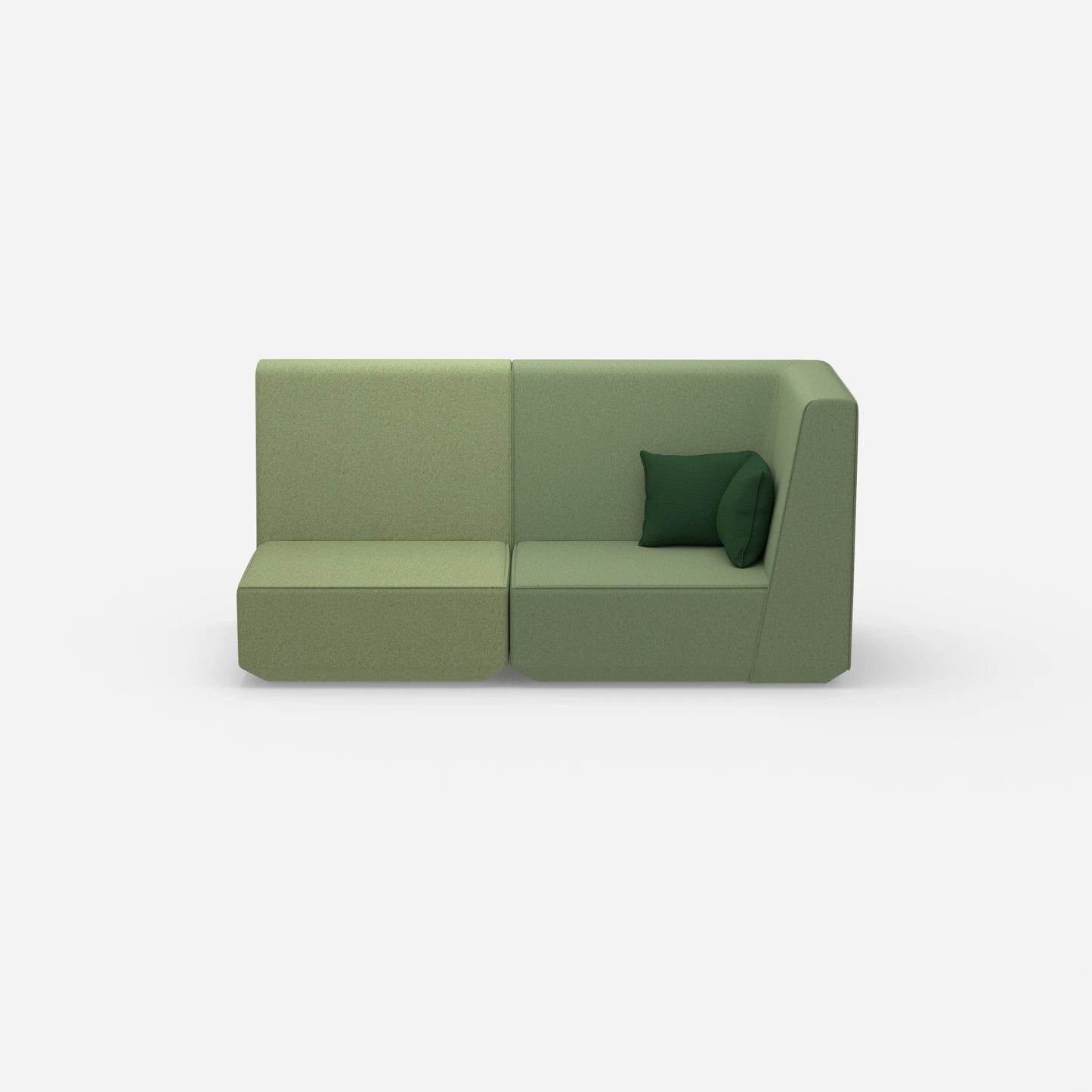 Modulares Sofa grün mit hohem Rücken von vorne