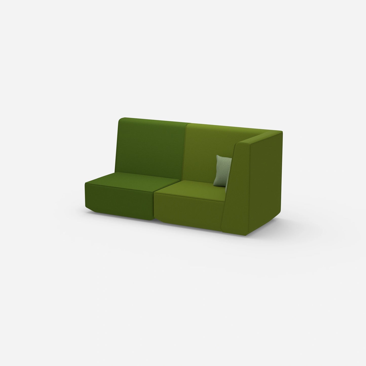 Modulares Sofa grün mit hohem Rücken von der Seite