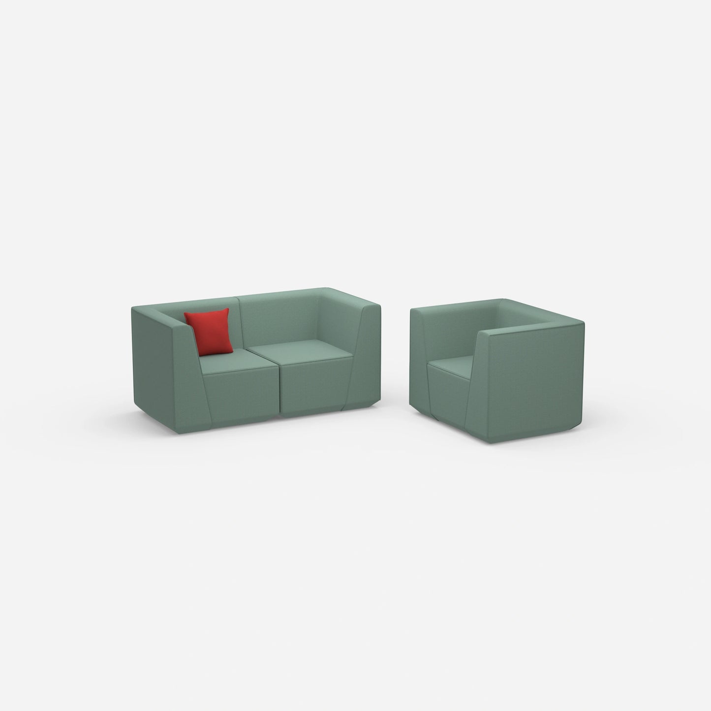 Modulares Sofa mit Sessel von der Seite