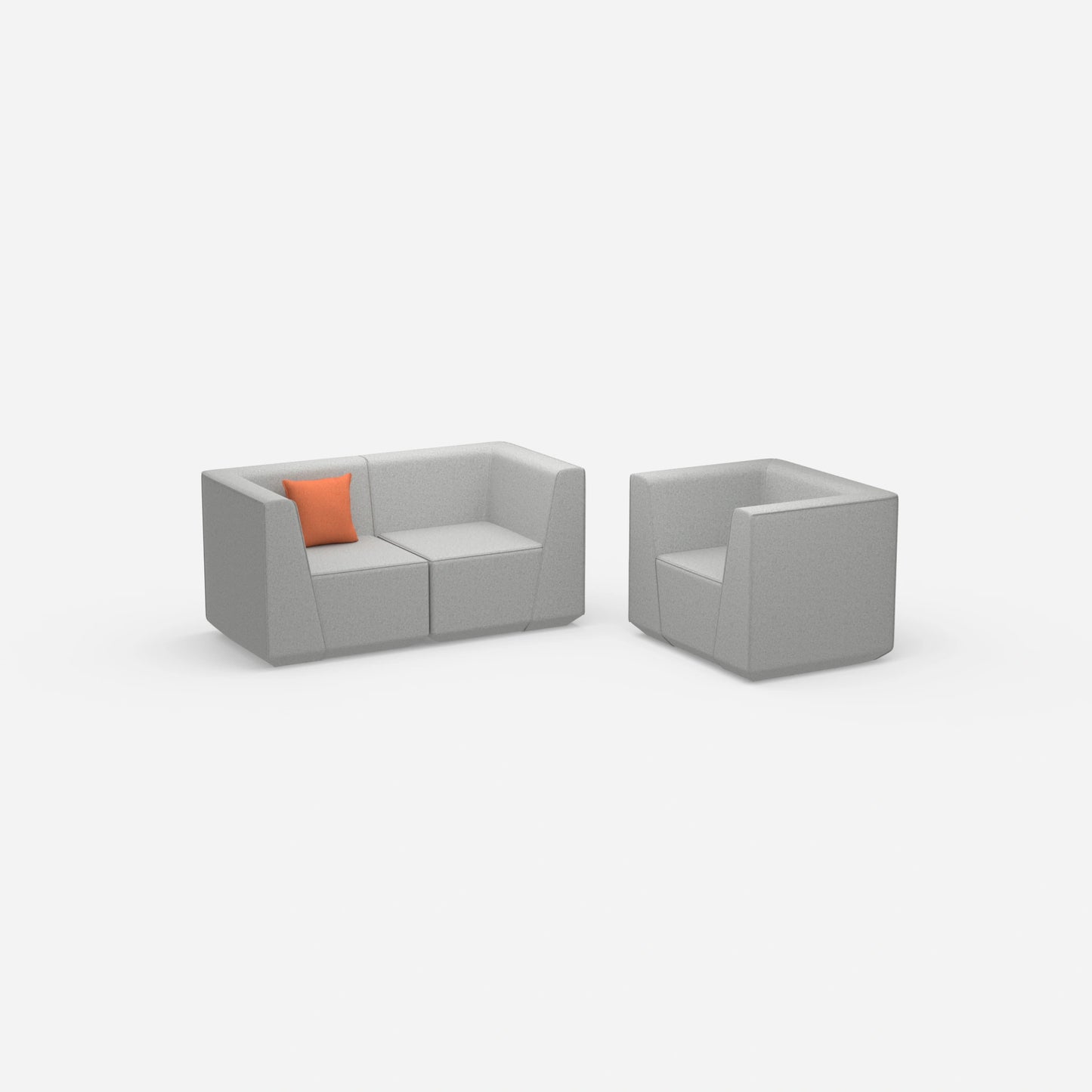 Modulares Sofa mit Sessel von der Seite