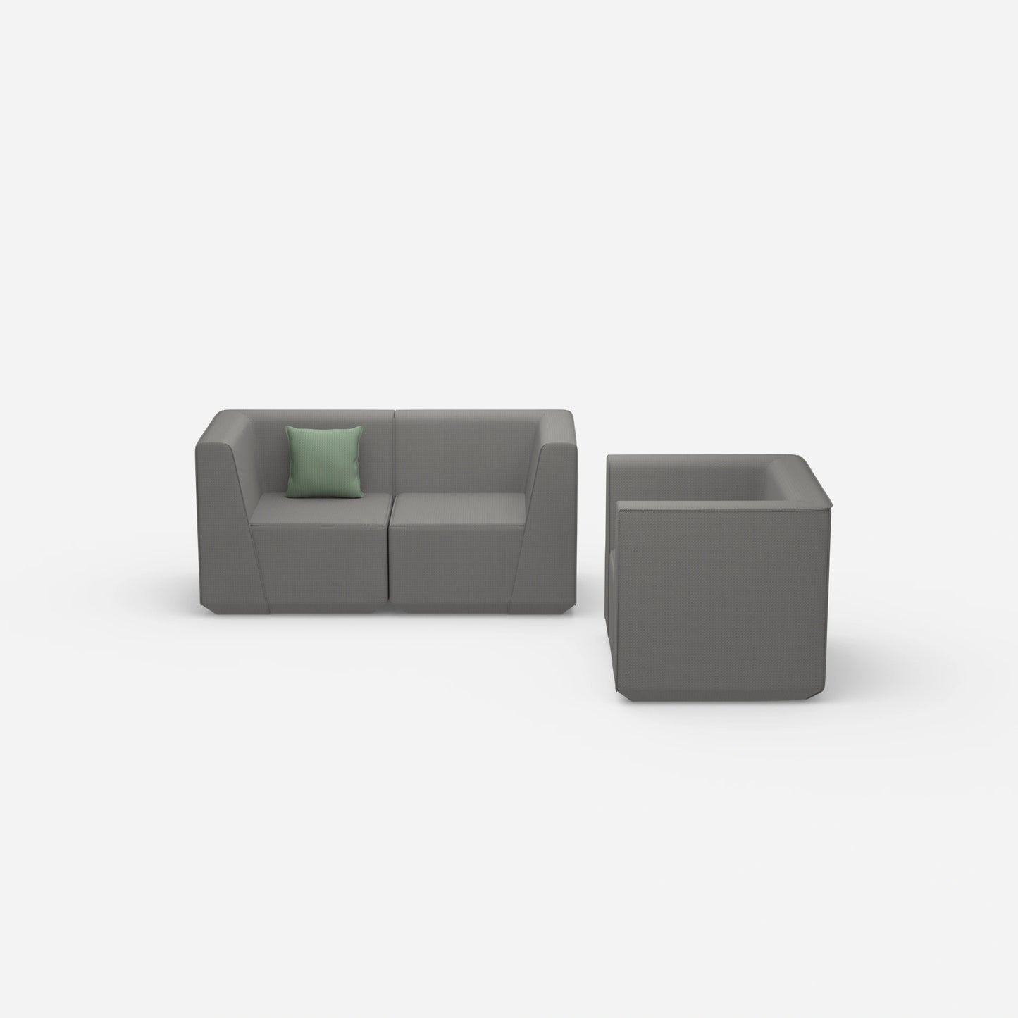 Modulares Sofa mit Sessel von vorne