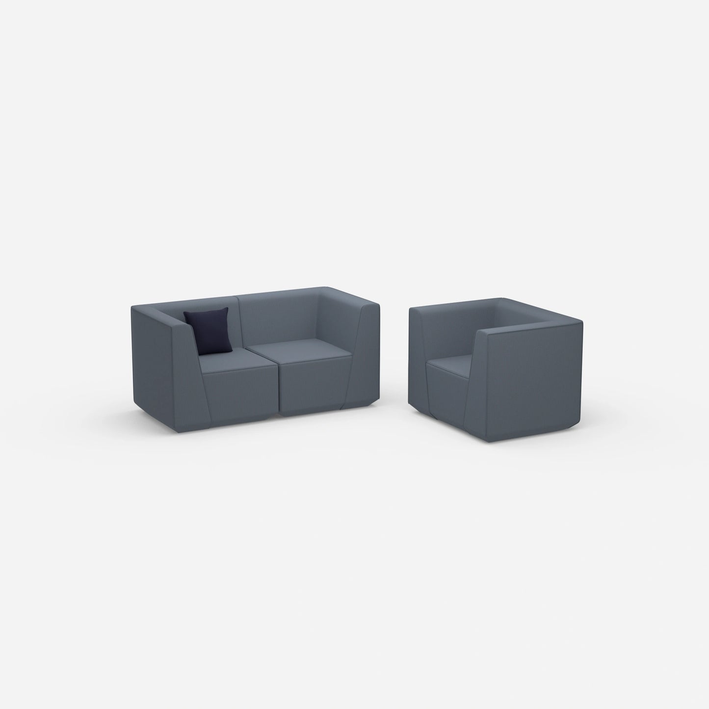 Modulares Sofa mit Sessel von der Seite