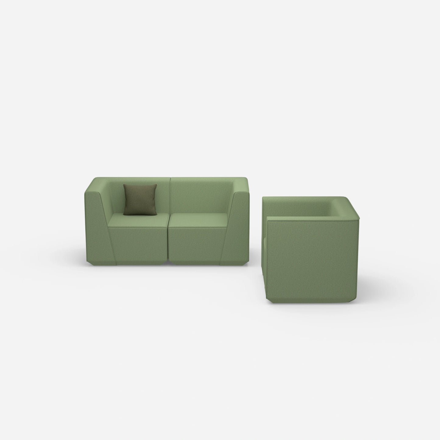 Modulares Sofa mit Sessel von vorne