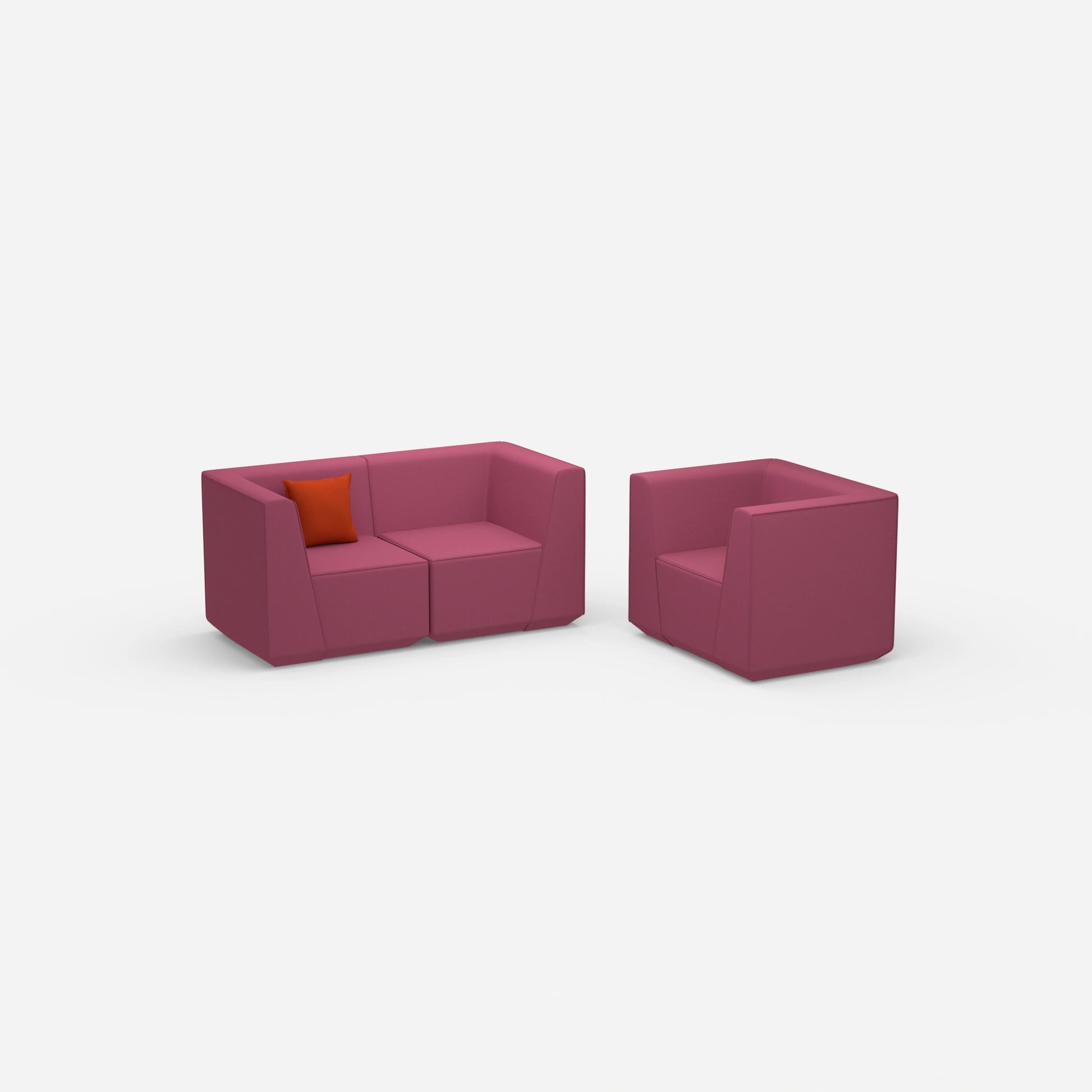 Modulares Sofa mit Sessel von der Seite