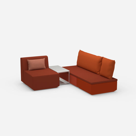 Pouf mit Topper von der Seite