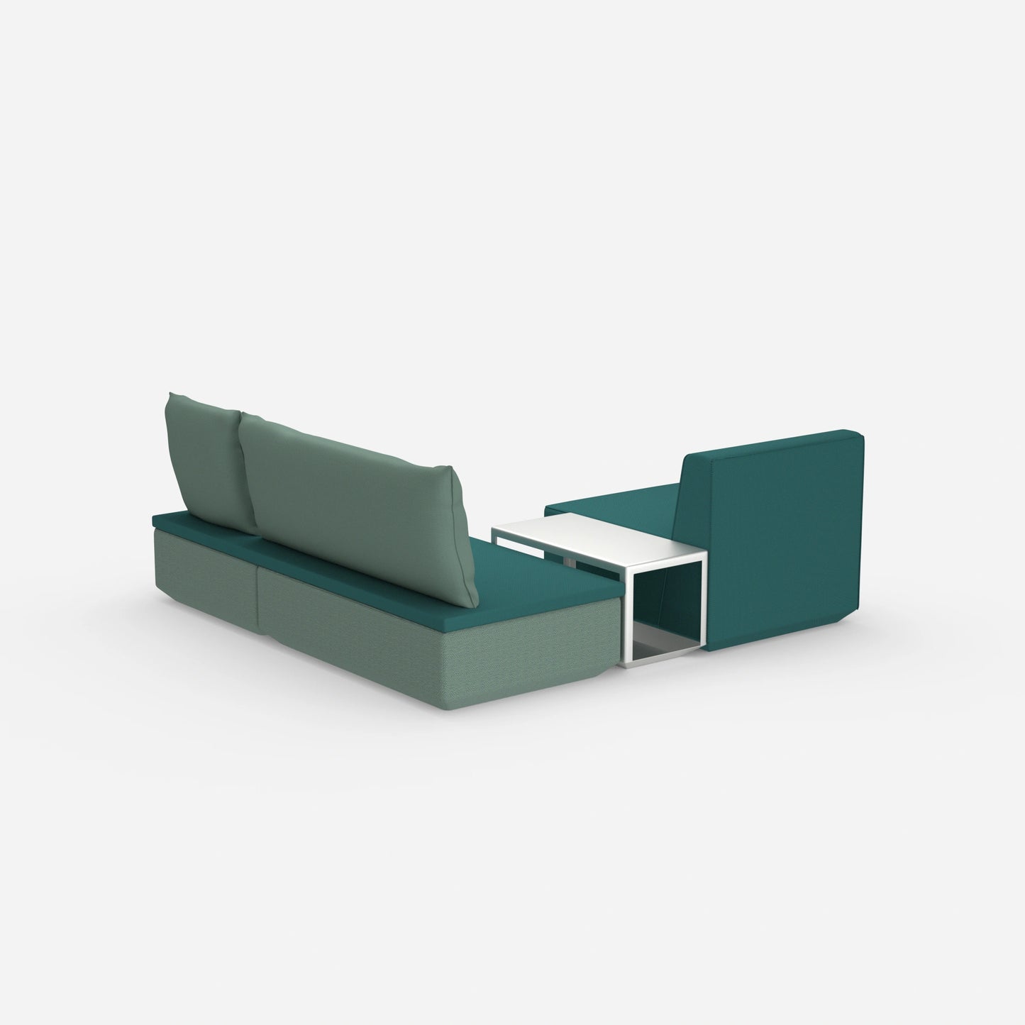 Pouf avec surmatelas derrière