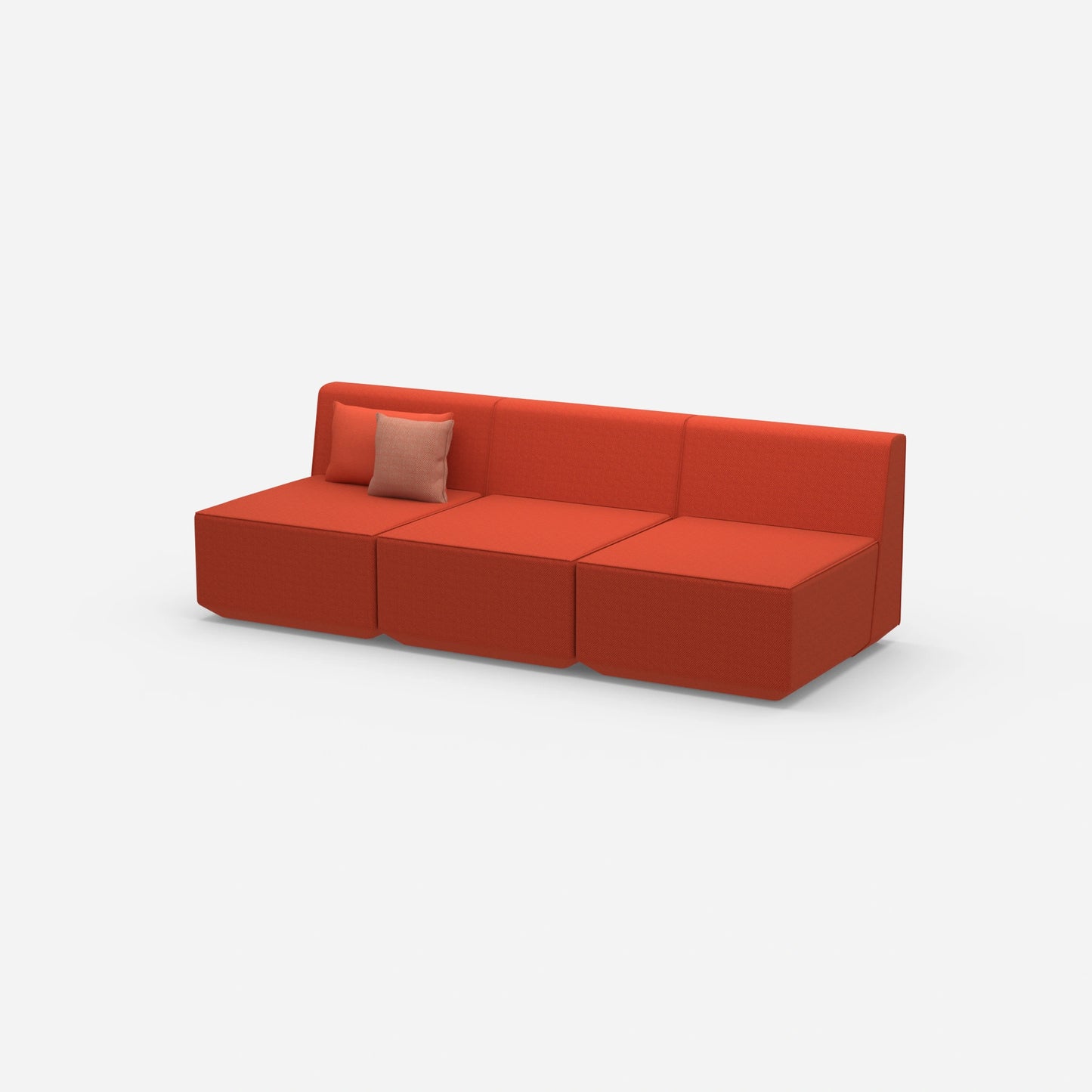 Rote 3 Sitzer Sofas von der Seite