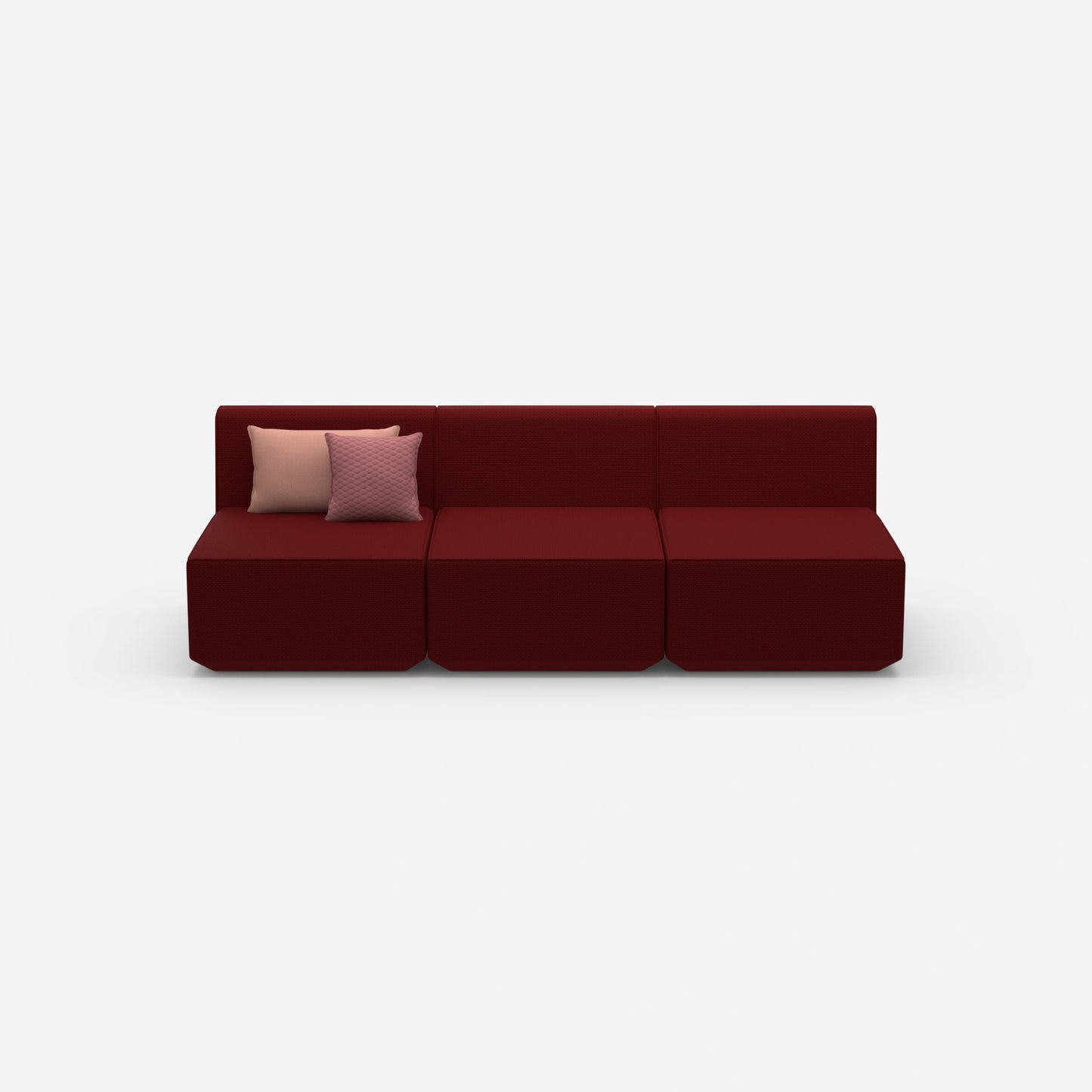 Rote 3 Sitzer Sofas von vorne