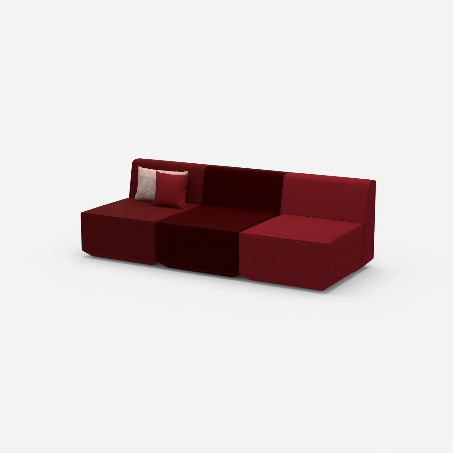 Rote 3 Sitzer Sofas von der Seite