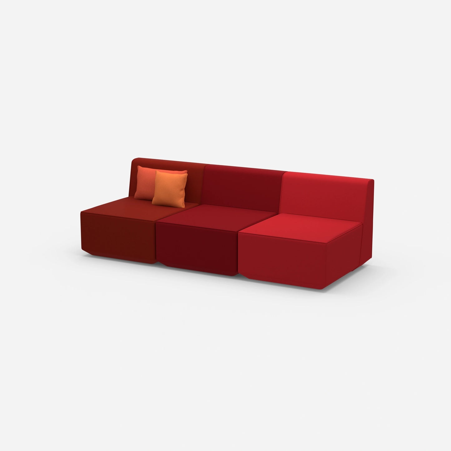 Rote 3 Sitzer Sofas von der Seite