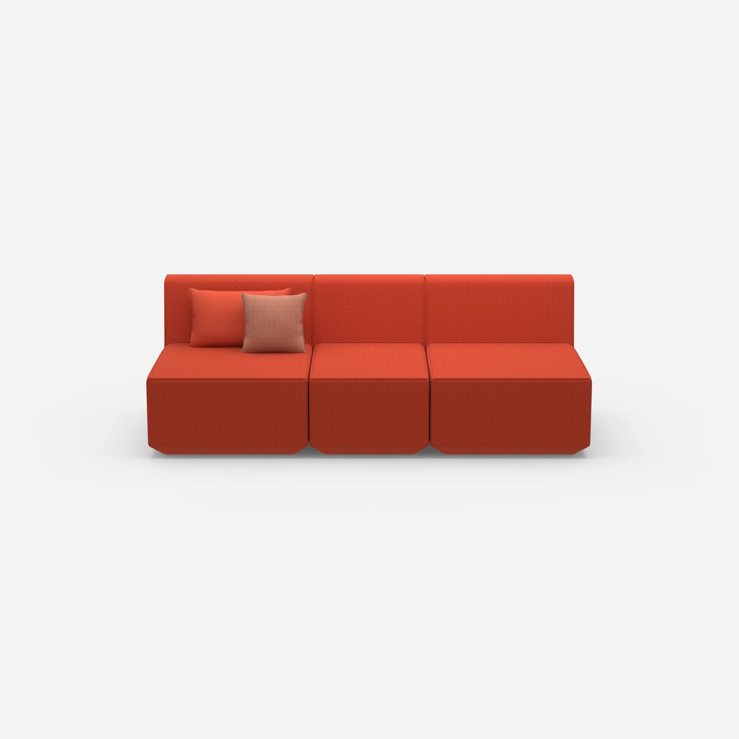 Rotes Dreisitzer Sofa von vorne