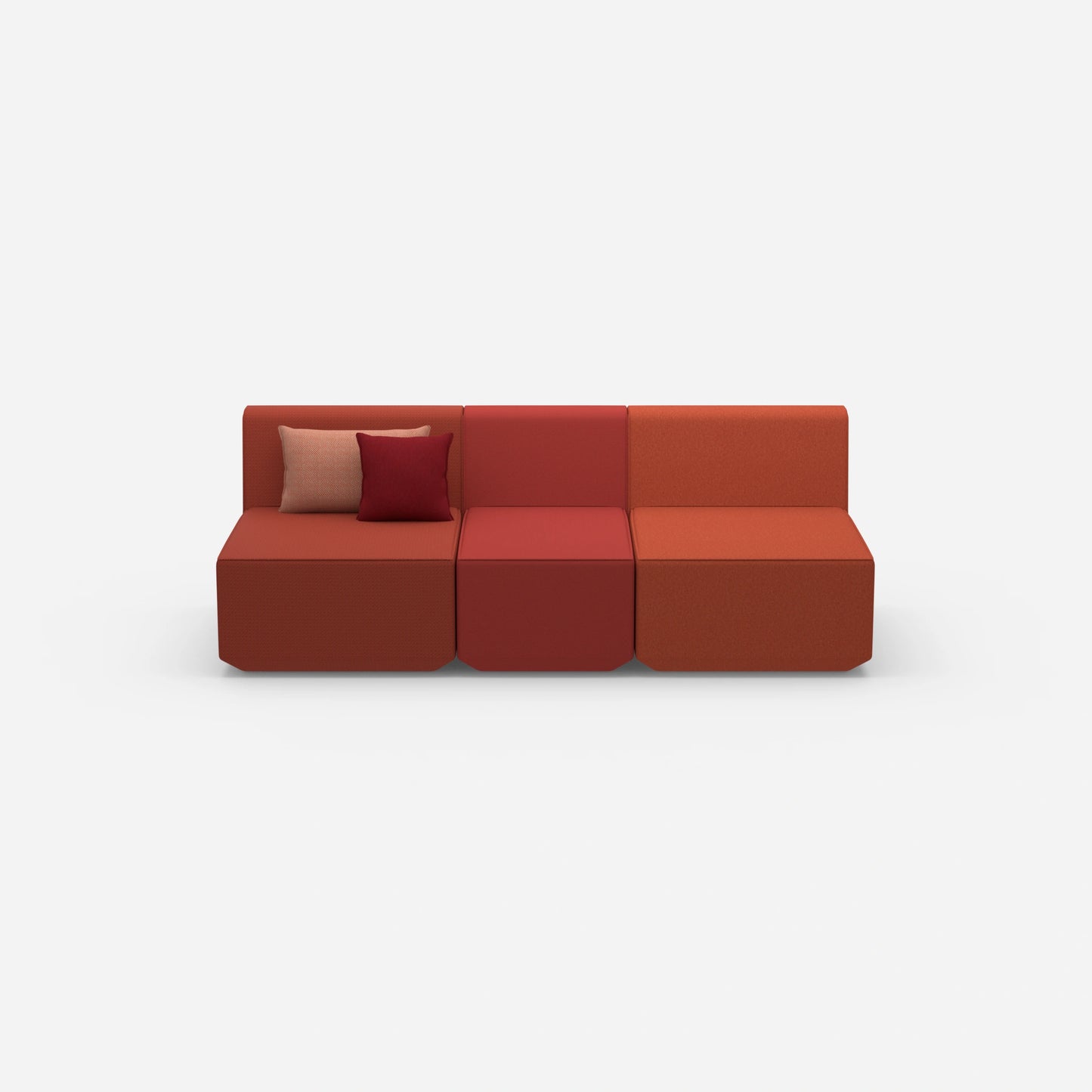 Rotes Dreisitzer Sofa von vorne