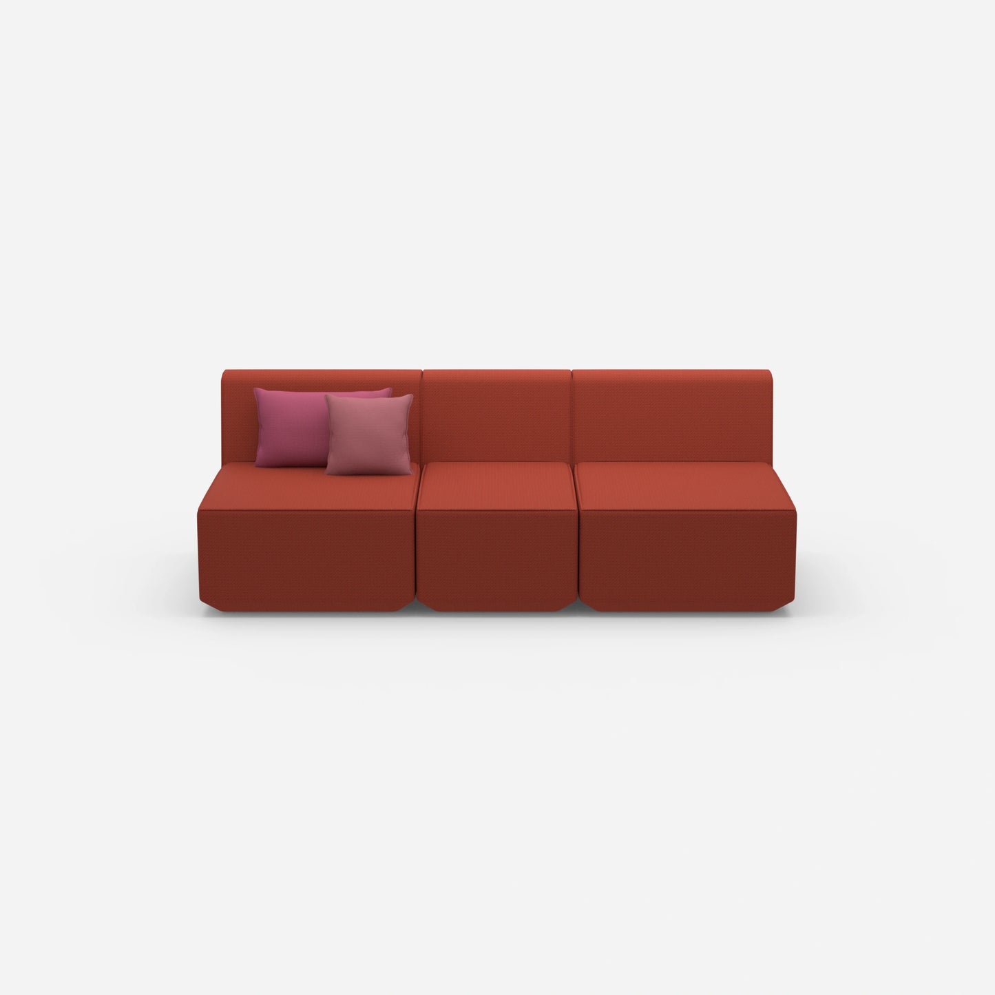 Rotes Dreisitzer Sofa von vorne