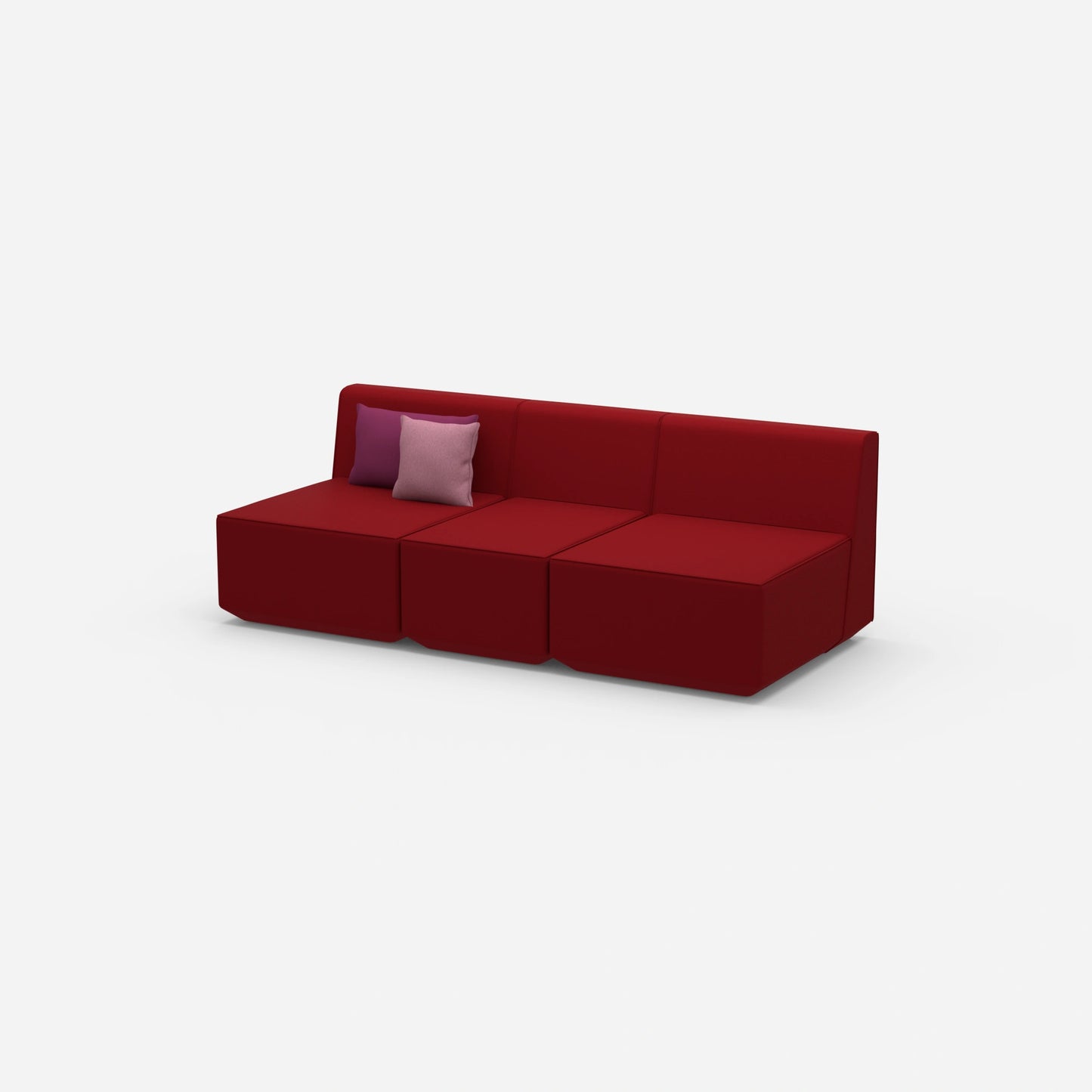 Rotes Dreisitzer Sofa von der Seite