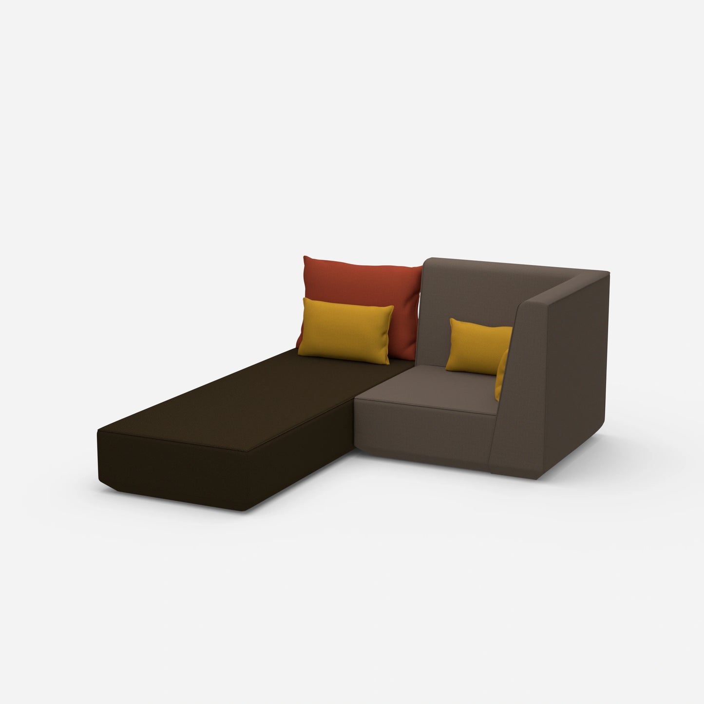 Schlafsofa mit Sessel von der Seite