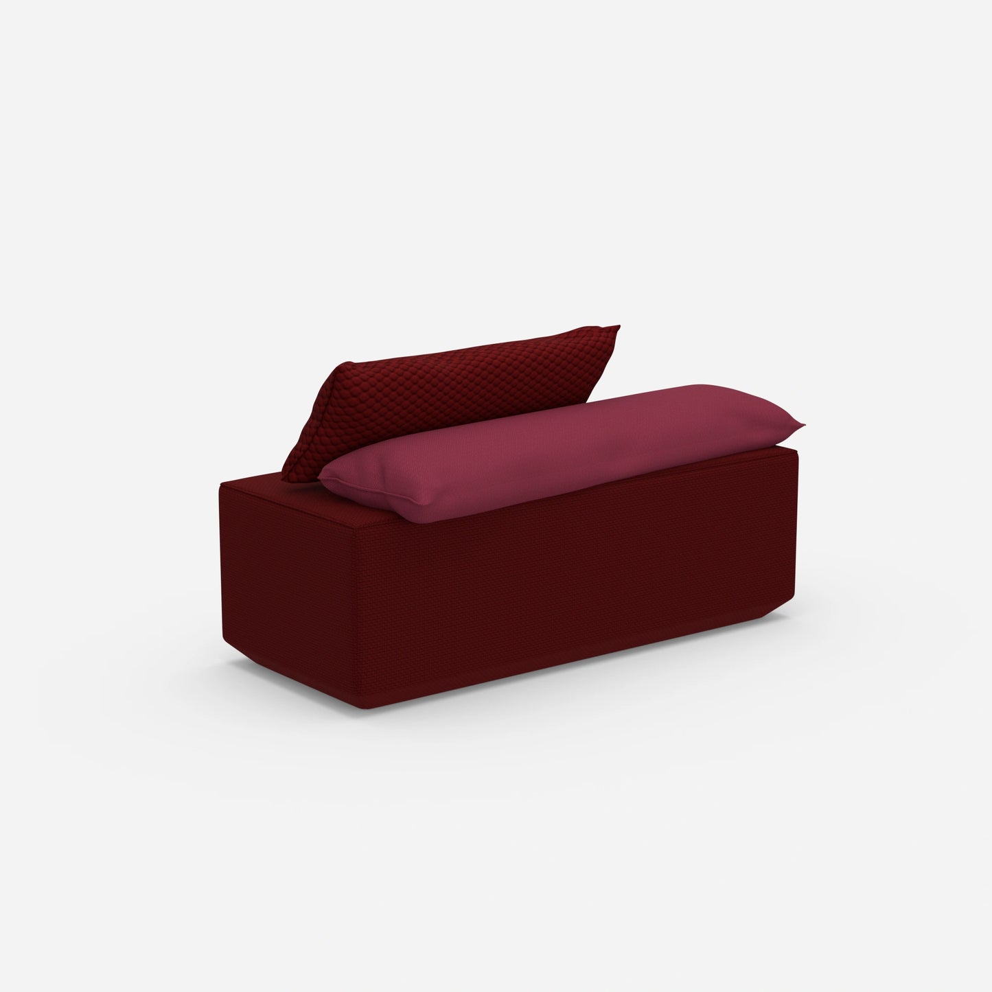 Sitzbank vor Fenster von hinten