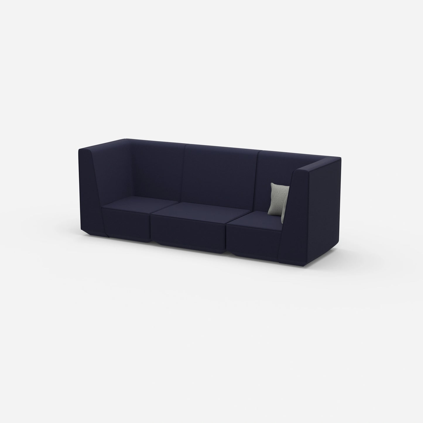 Sofa blau für 3 Personen von der Seite