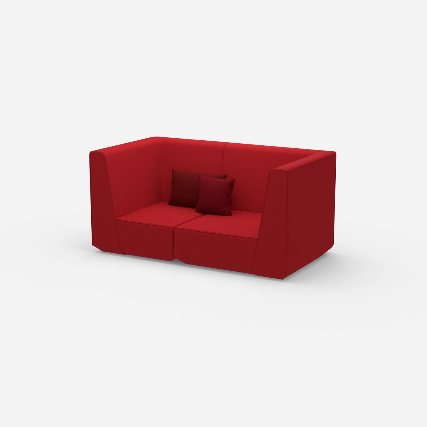 Sofa für 2 Personen in Rot von der Seite