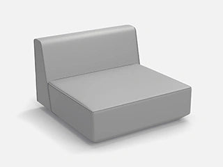 A gray 3D-modeled sofa seat module with an integrated backrest.