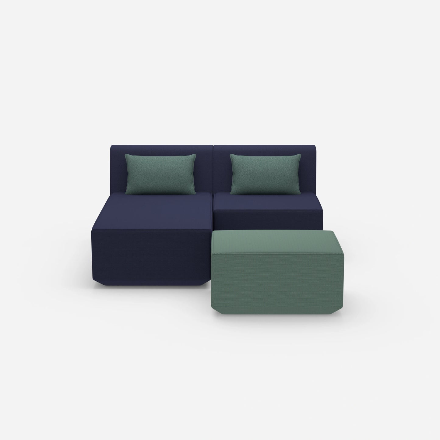 Zweisitzer modulares Sofa mit Funktion von vorne