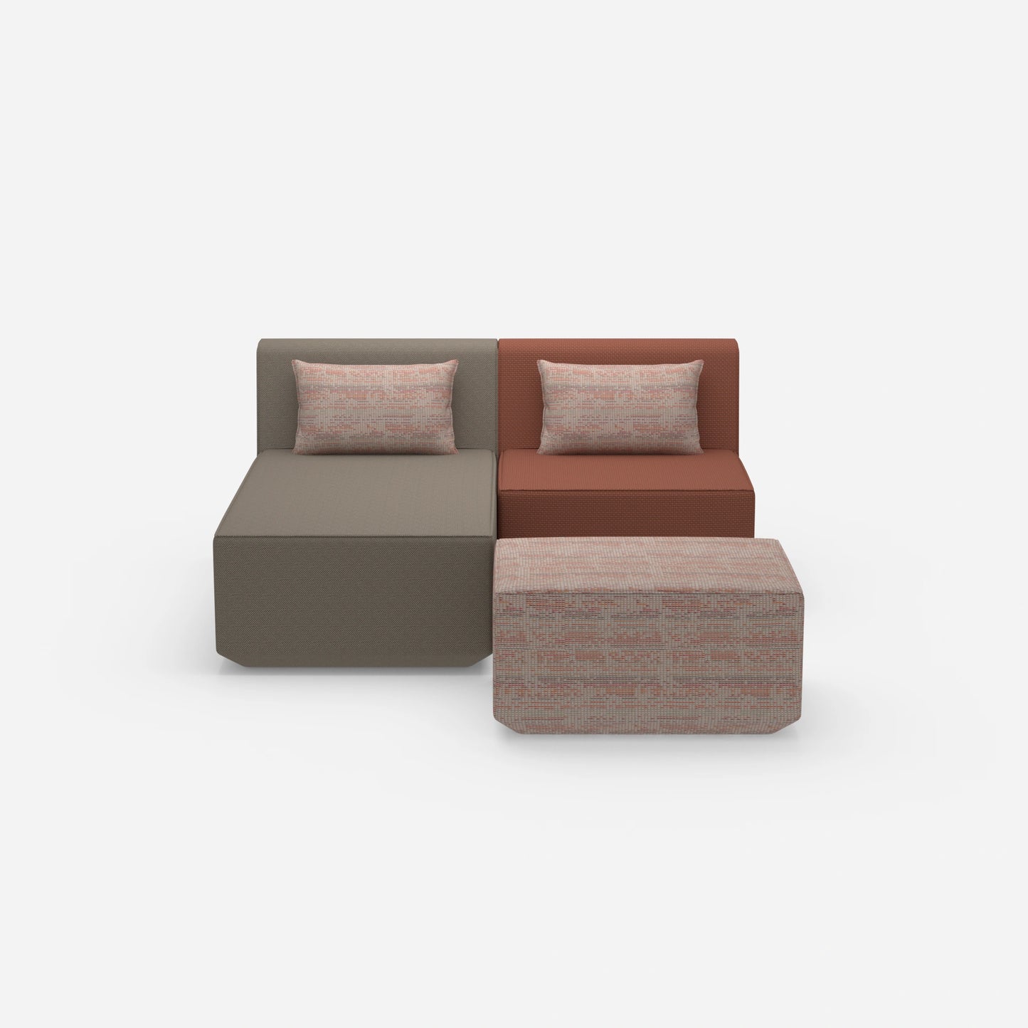 Zweisitzer modulares Sofa mit Funktion von vorne