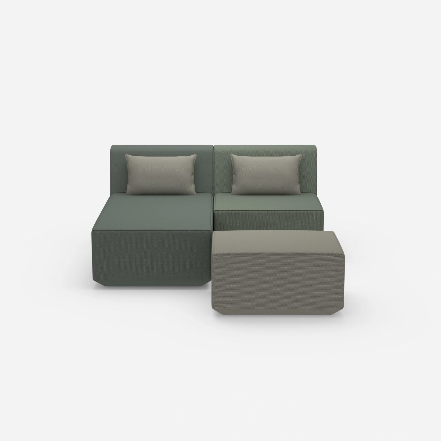 Zweisitzer modulares Sofa mit Funktion von vorne