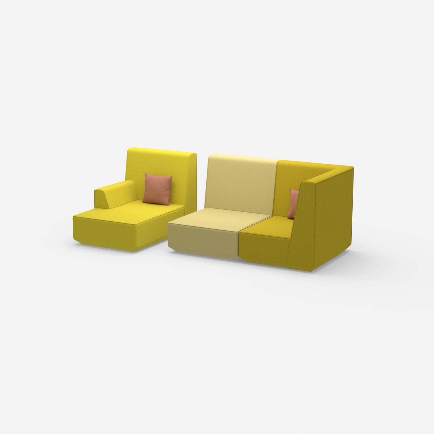 2-seater with ottoman with high backrest from the side