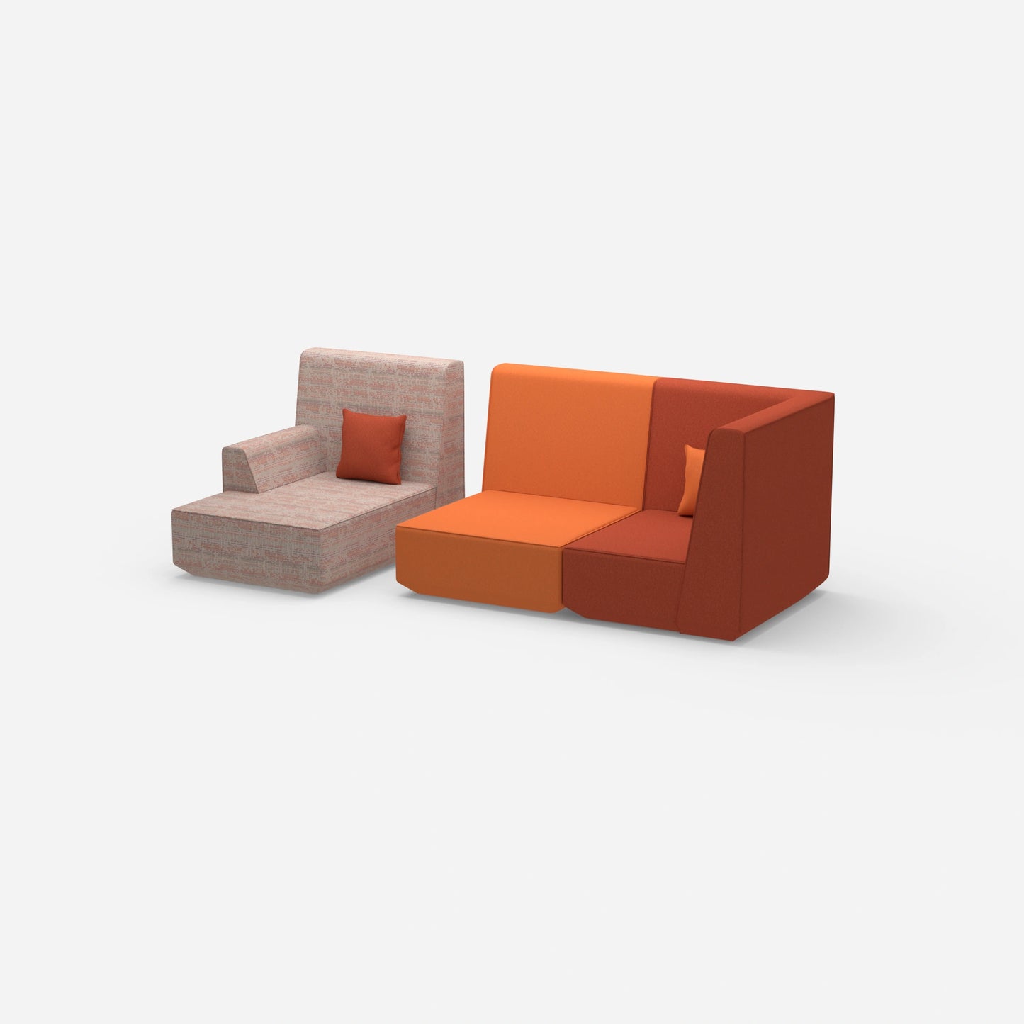 2-seater with ottoman with high backrest from the side