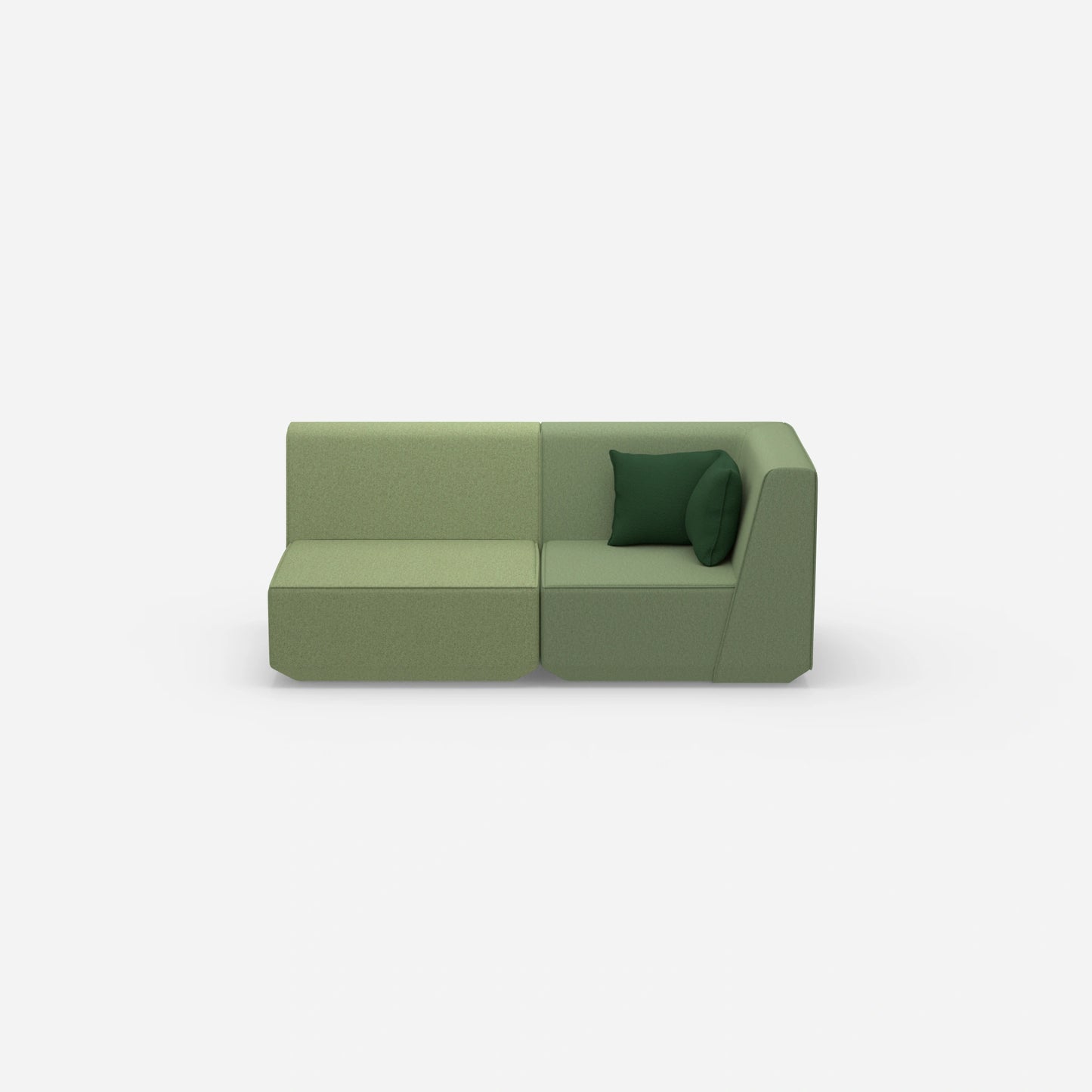 2 seater sofa green from the front