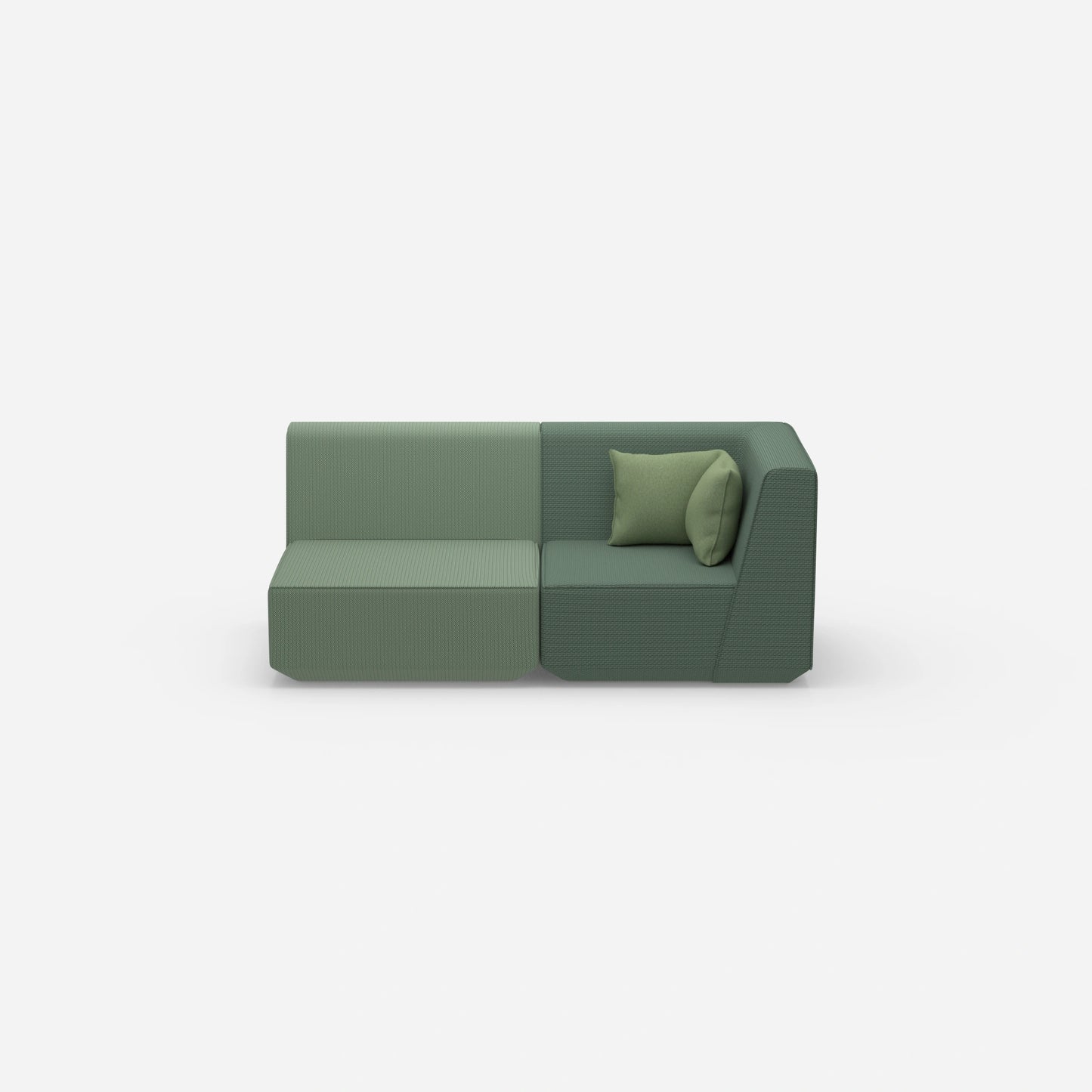 2 seater sofa green from the front