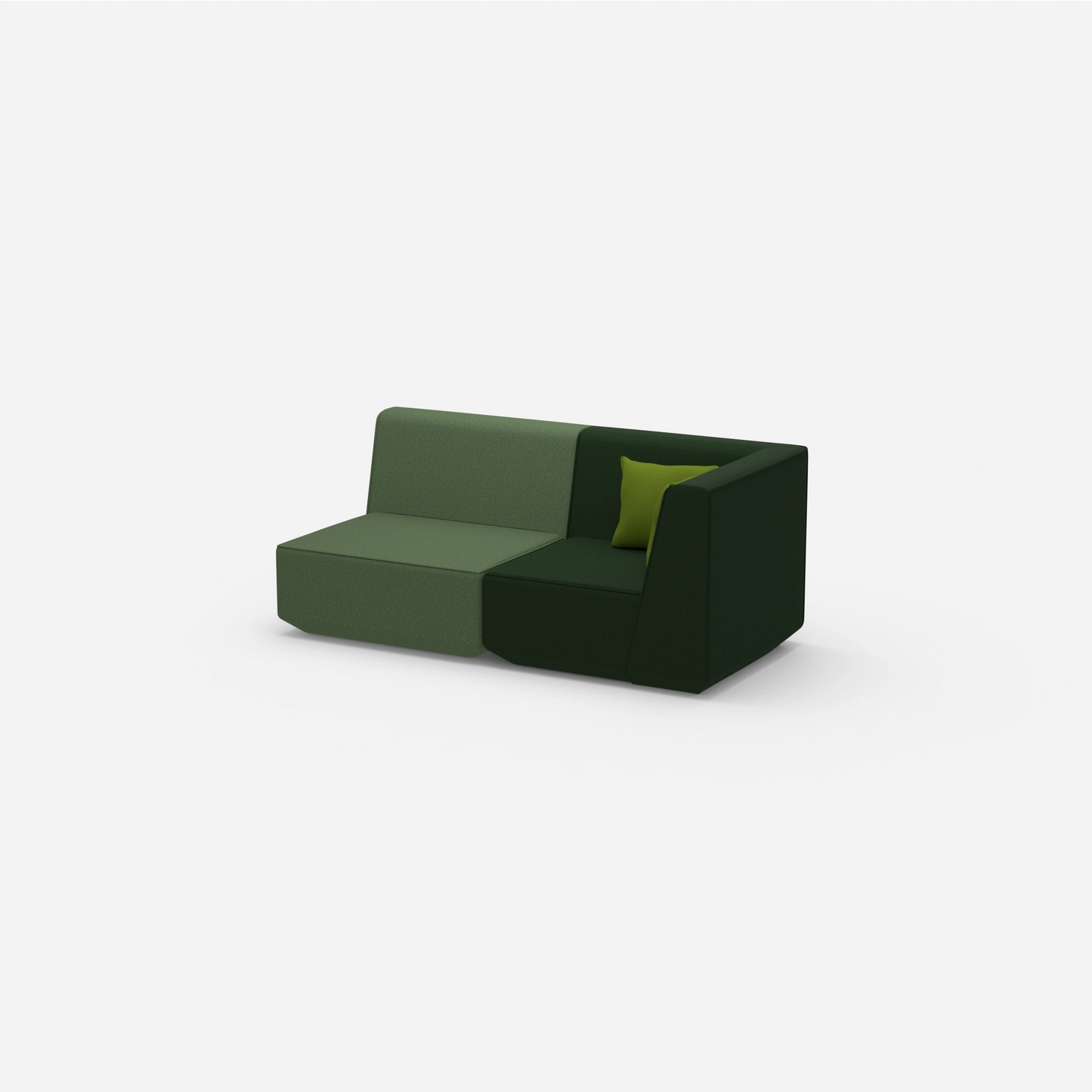 2 seater sofa green from the side
