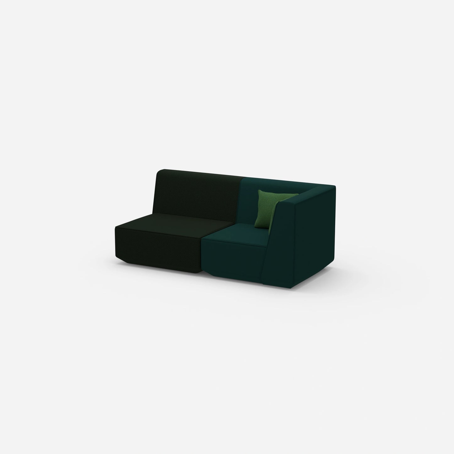 2 seater sofa green from the side