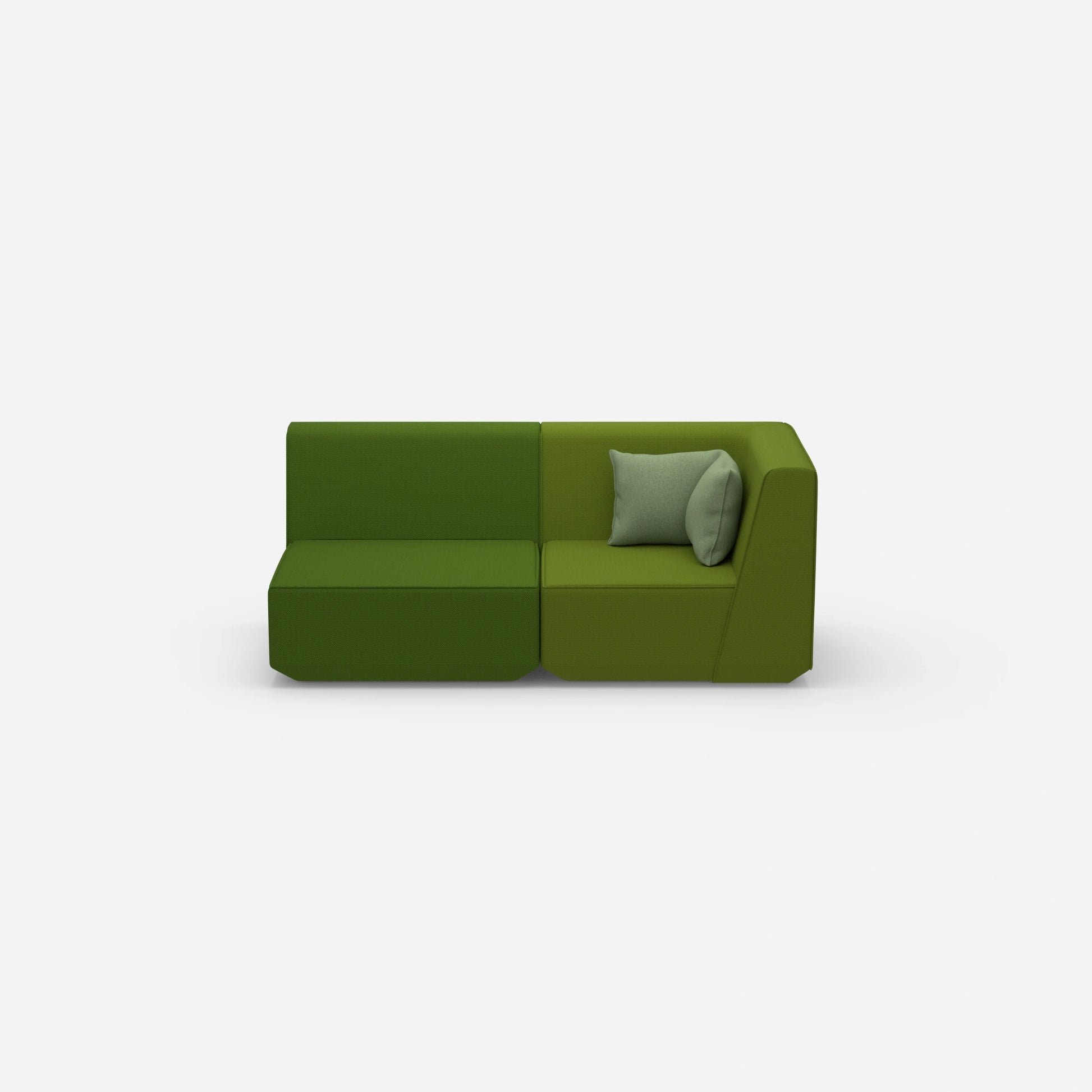 2 seater sofa green from the front