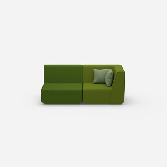 2 seater sofa green from the front