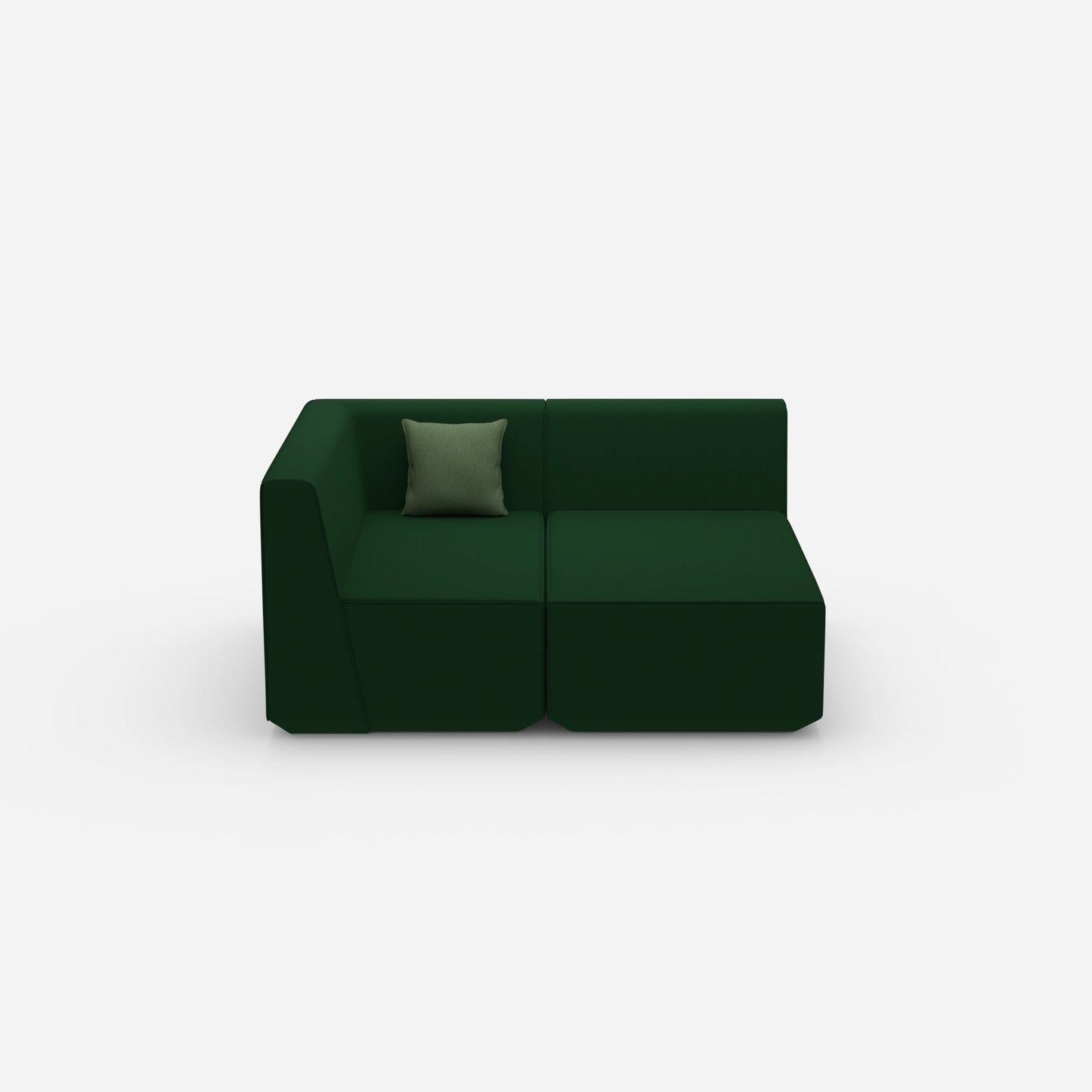 2 seater sofa with corner from the front