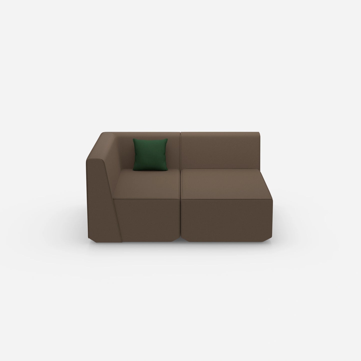 2 seater sofa with corner from the front