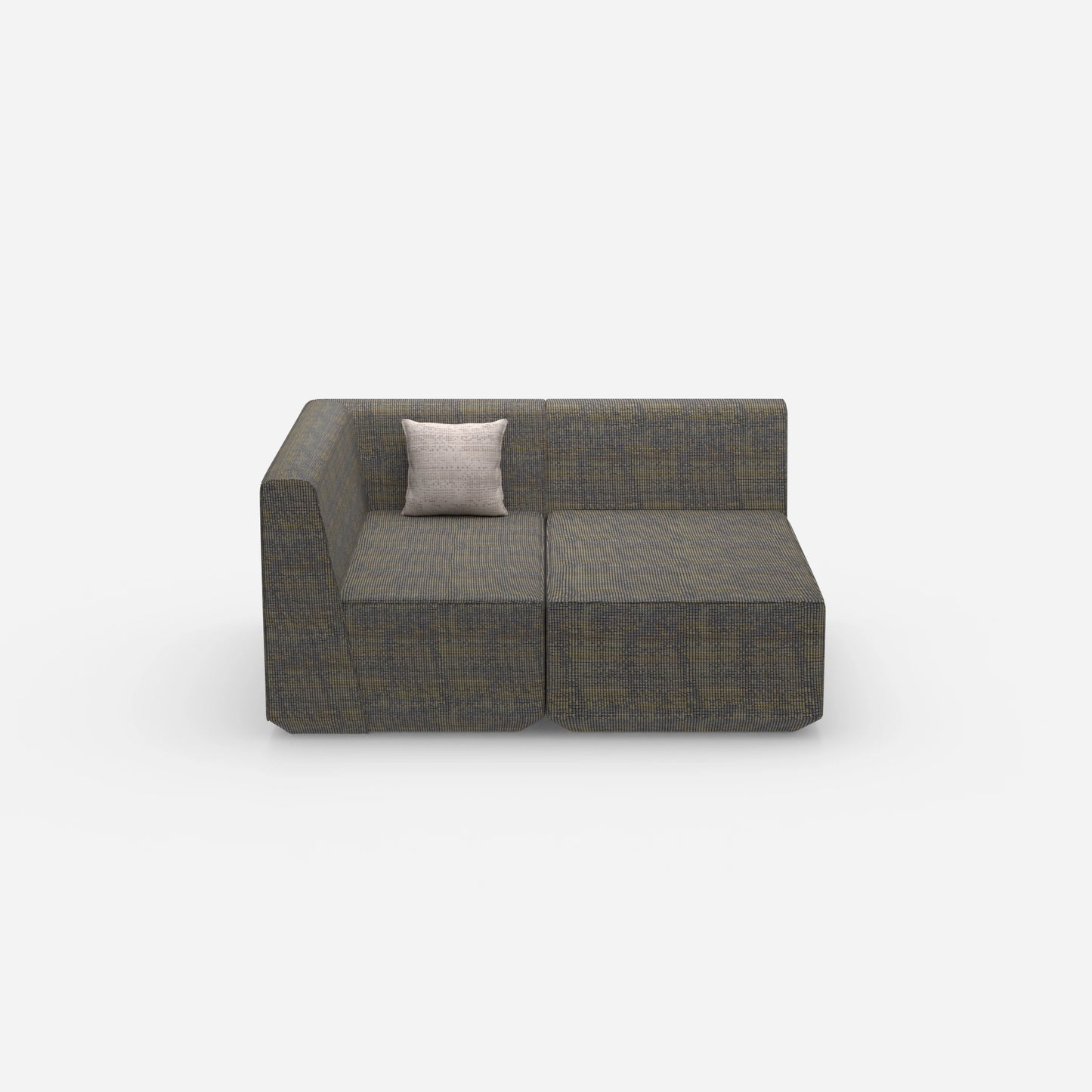 2 seater sofa with corner from the front